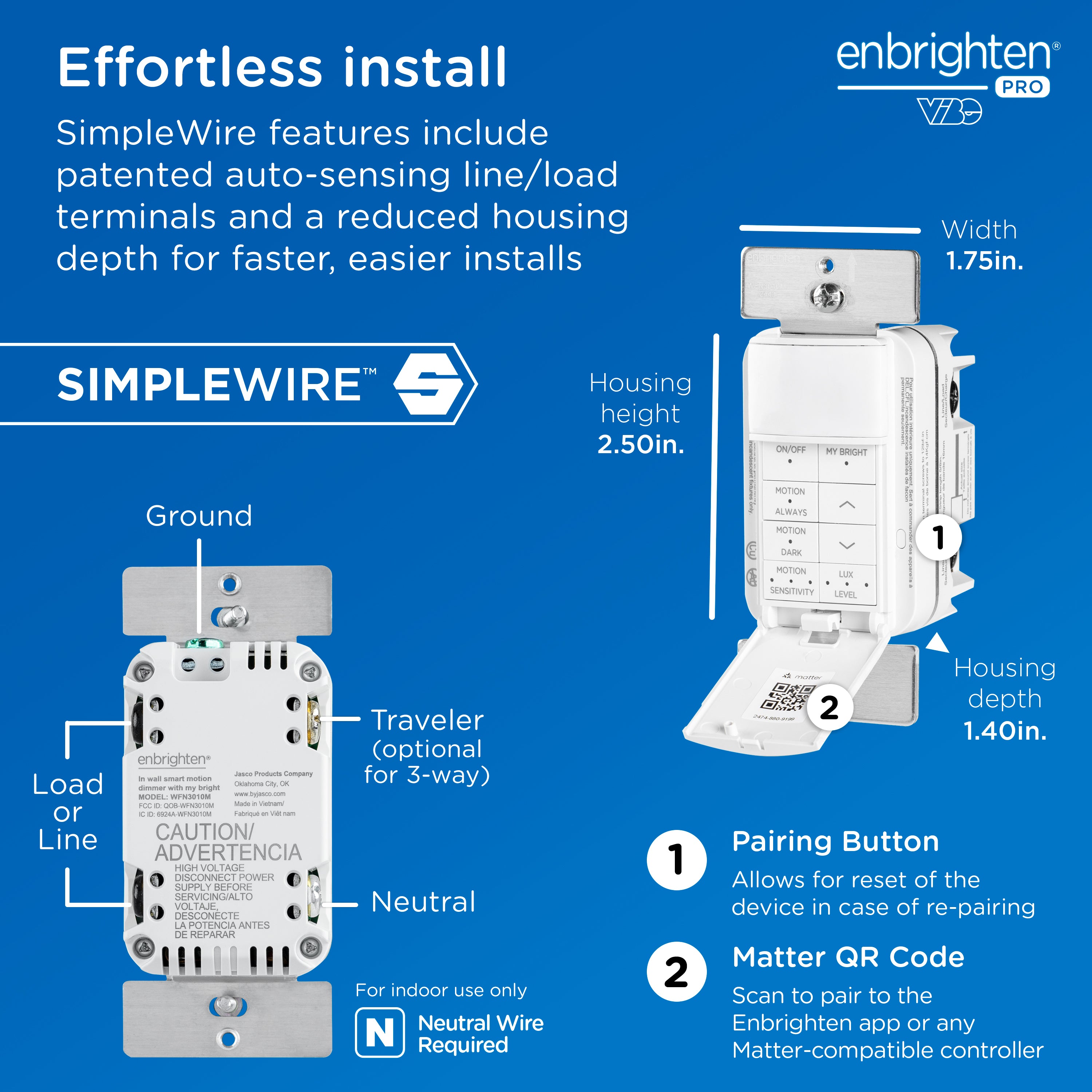 Enbrighten Pro Smart Dimmer Light Switch, Matter, Door, Motion, MyBright