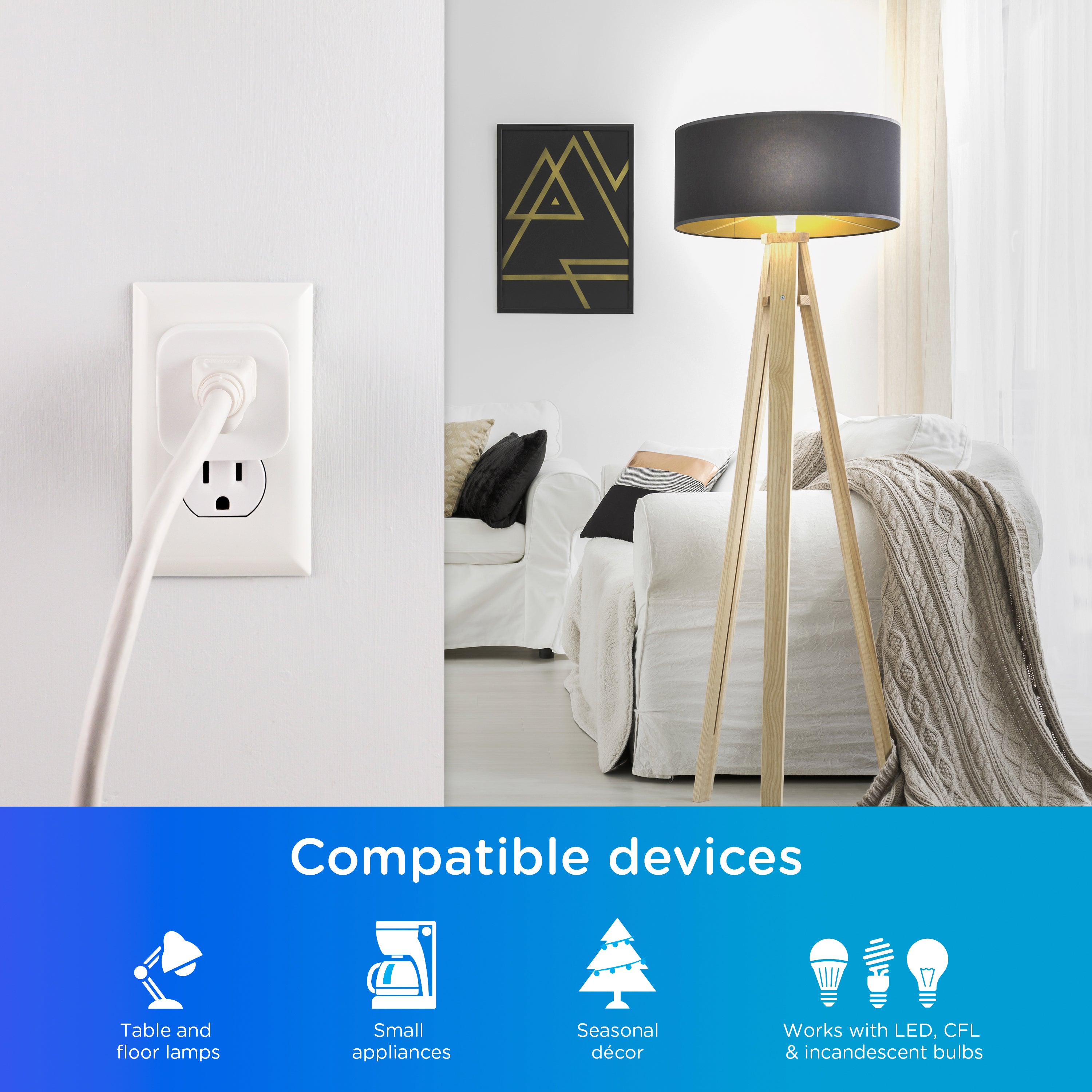 Enbrighten VIBE Indoor Single-Outlet Wi‑Fi Matter Smart Plug, 4 Pack