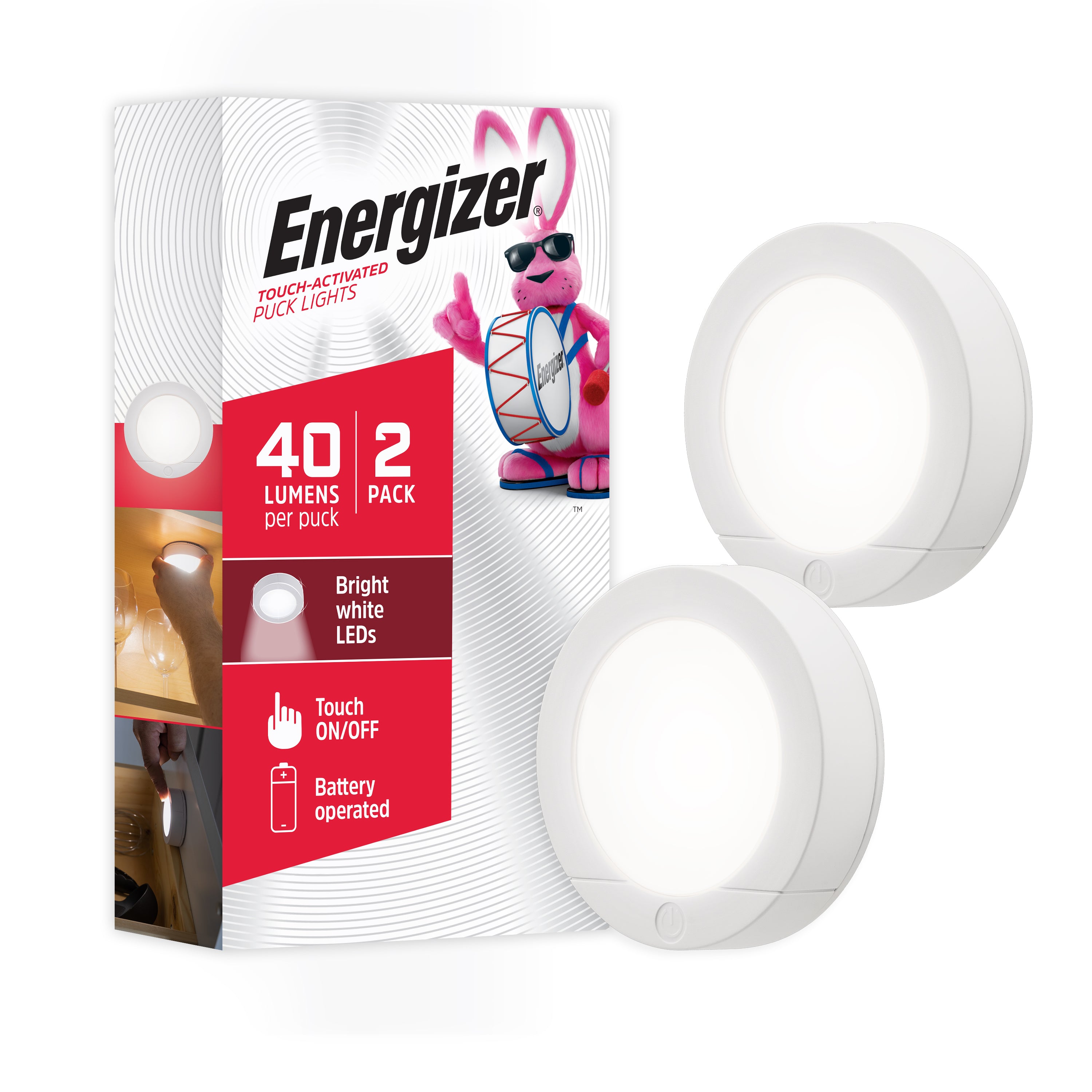 Energizer Touch-Activated LED Puck Light, Battery Operated