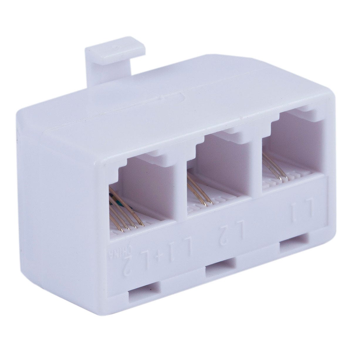 Power Gear 2-Line In-Wall Telephone Triplex Adapter, RJ11, White