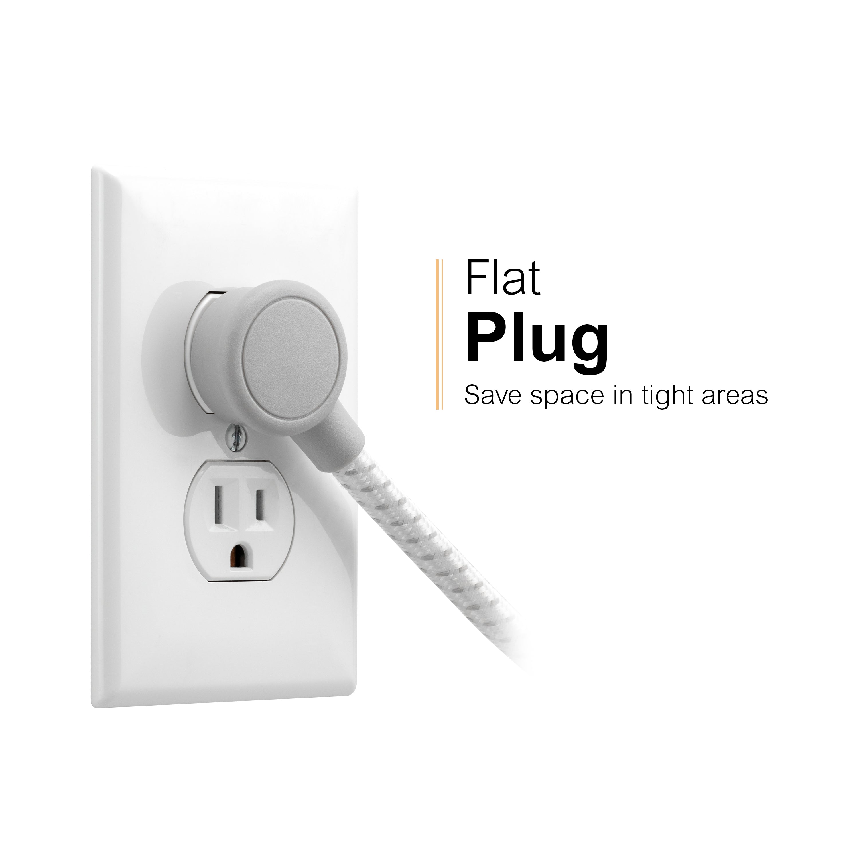GE-branded UltraPro 7-Outlet Surge Protector, 2 USB-A, 1470 Joules, 4ft., White/Gray
