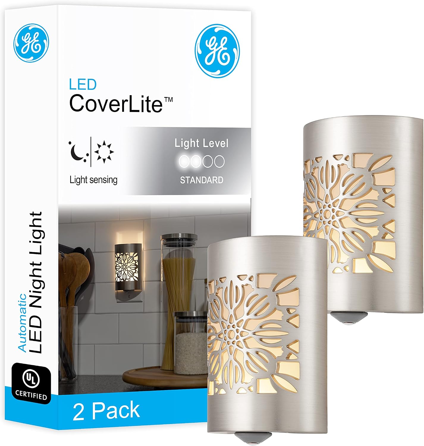 GE CoverLite Plug in Night Light with Dusk to Dawn Sensor, 2 Pack