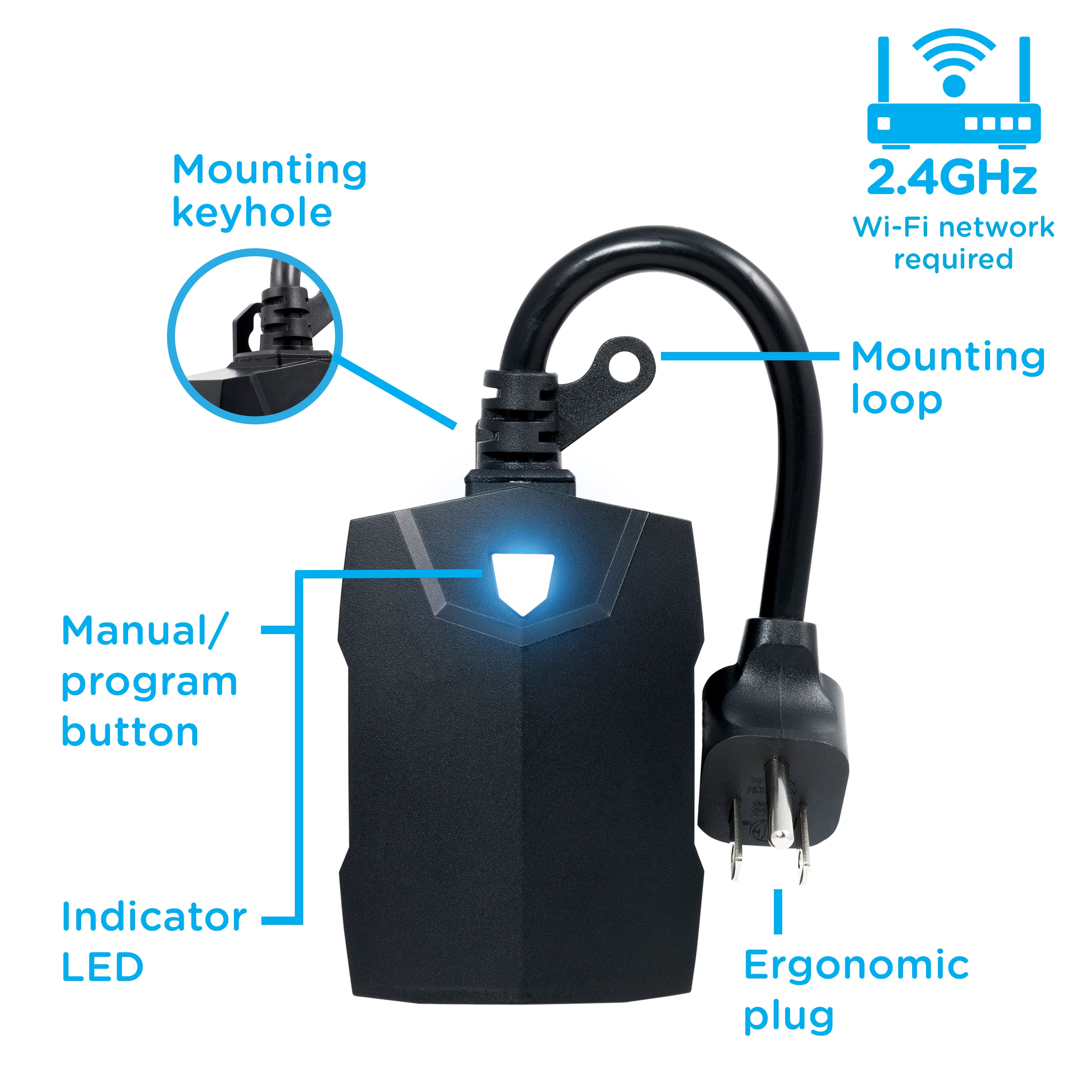 Enbrighten Vibe Outdoor Dual‑Outlet Wi‑Fi Matter Smart Plug