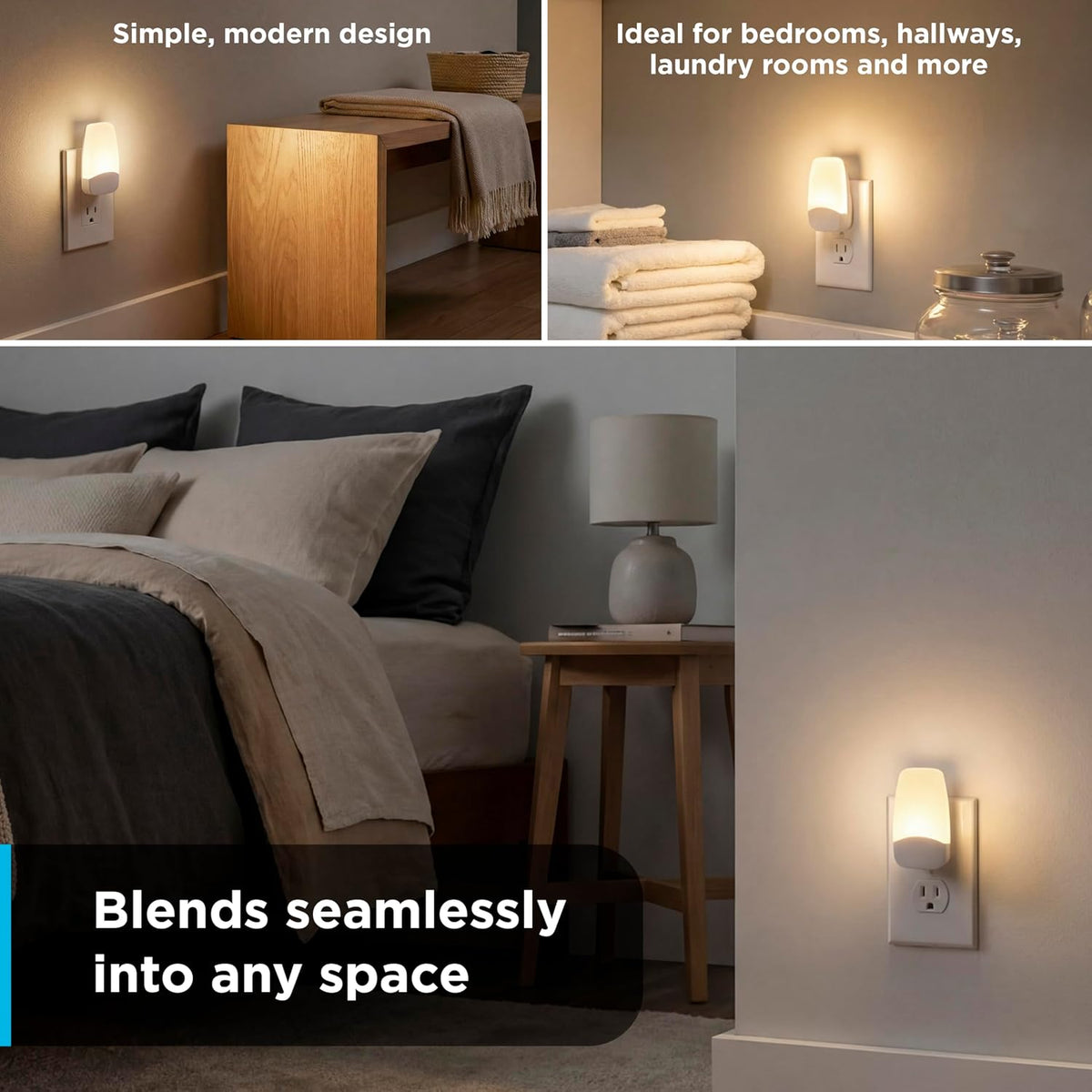GE Light Sensing LED Night Light, Warm White, 2 Pack