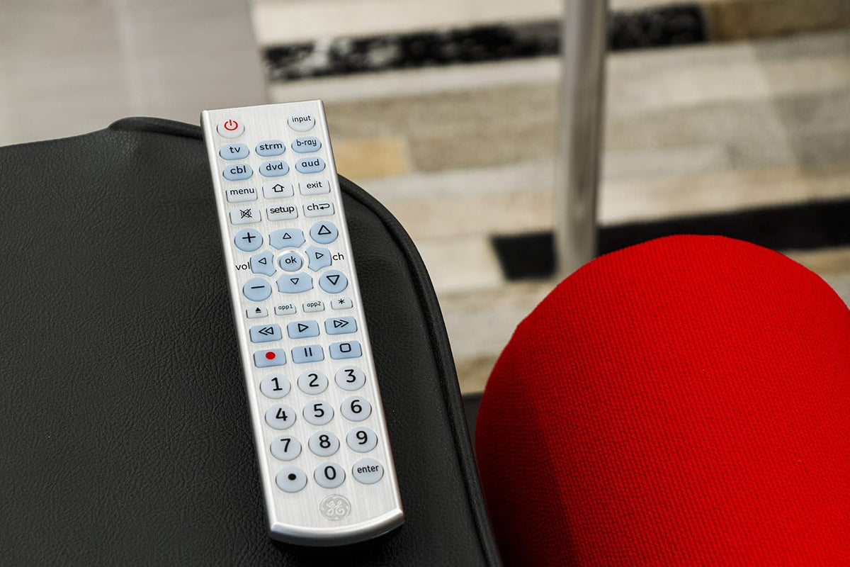 GE UltraPro 6-Device Universal Remote, Backlit, Big Buttons, Brushed Silver