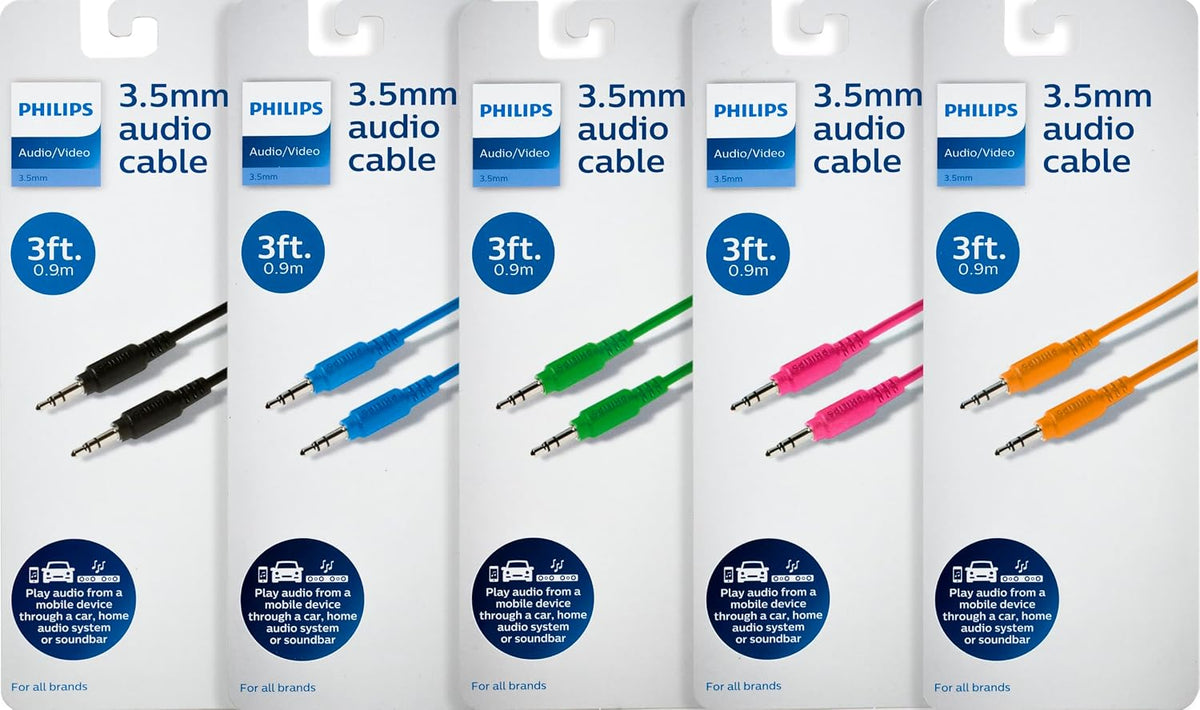 Philips 3ft. 3.5mm Auxiliary Cable (Assorted Pack)