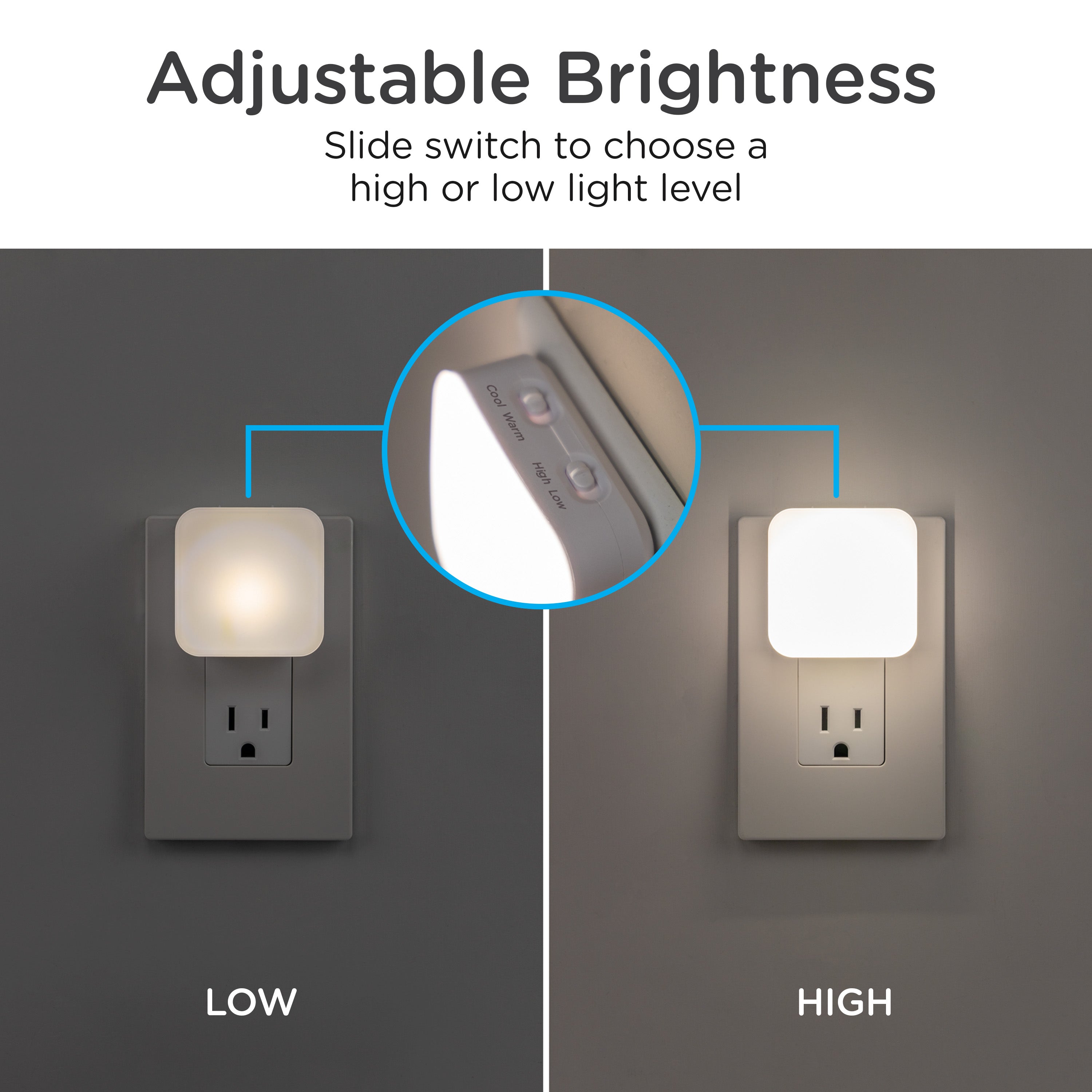 Lights by Night Adjustable LED Night Light, CCT, Dimmable, 2 Pack