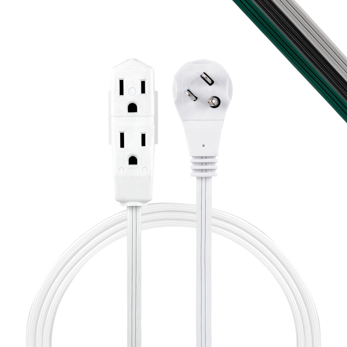 GE 3-Outlet 3ft. Extension Cord with Right-Angle Plug, White