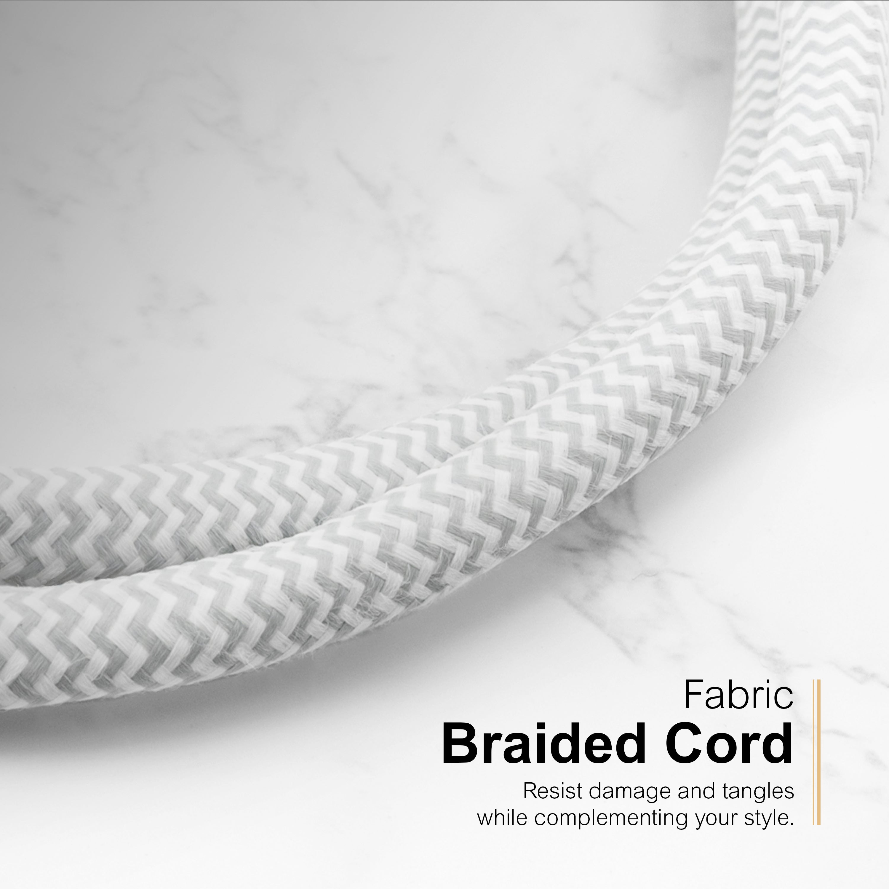 GE-branded 9-Outlet Surge Protector, 2480J, 6ft. Braided Cord, White
