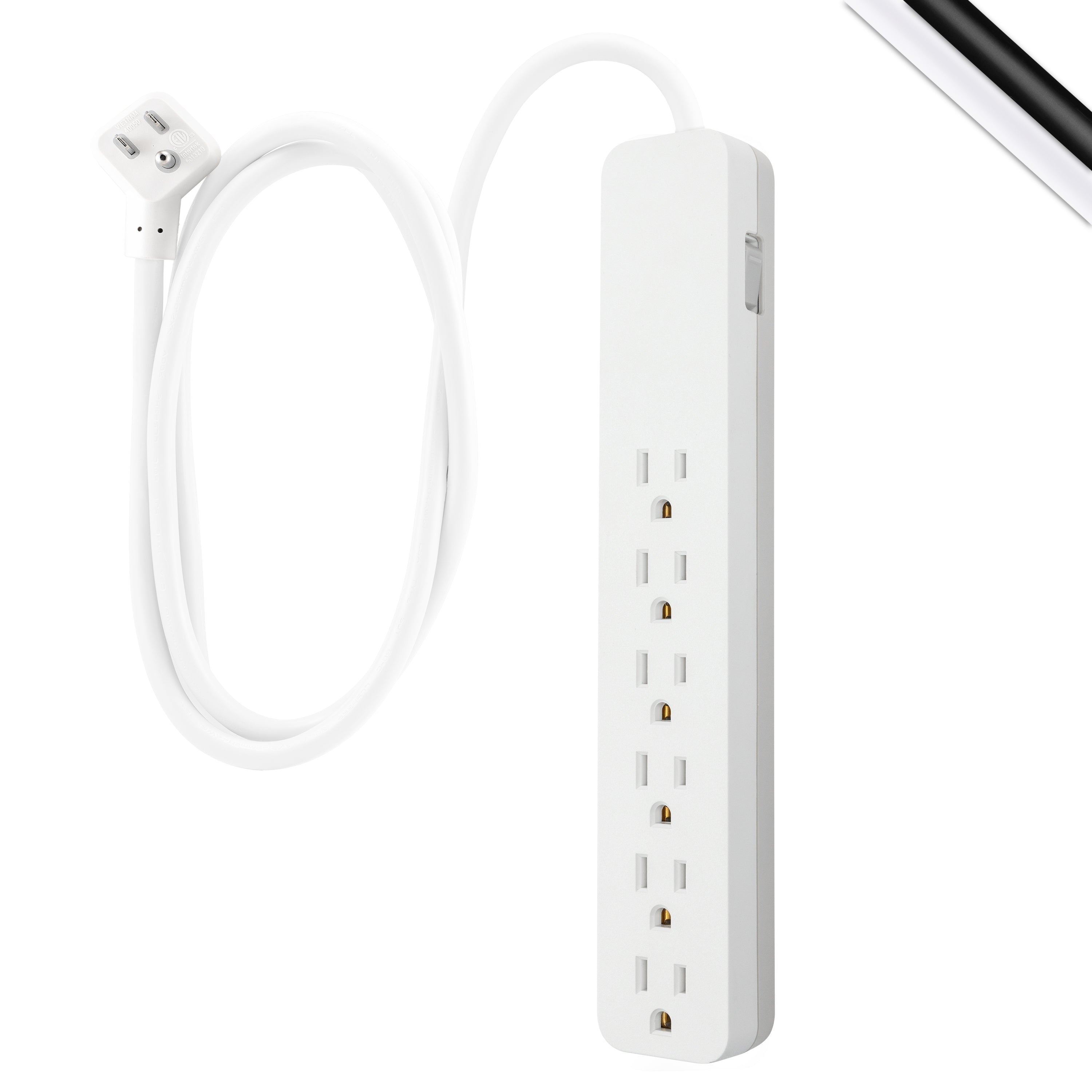 GE UltraPro 6-Outlet 6ft. Surge Protector, White