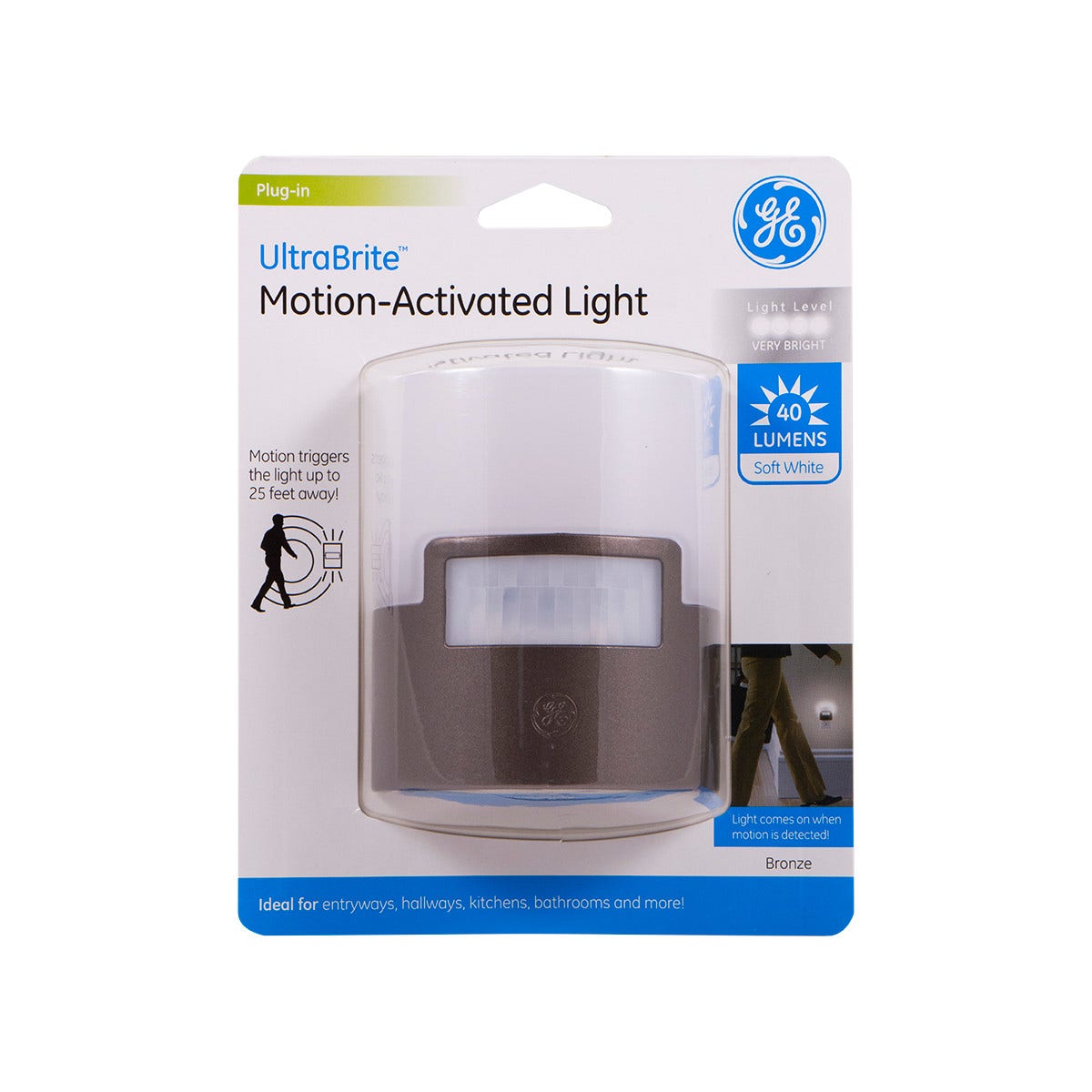 GE UltraBrite Motion Activated LED Night Light, Bronze