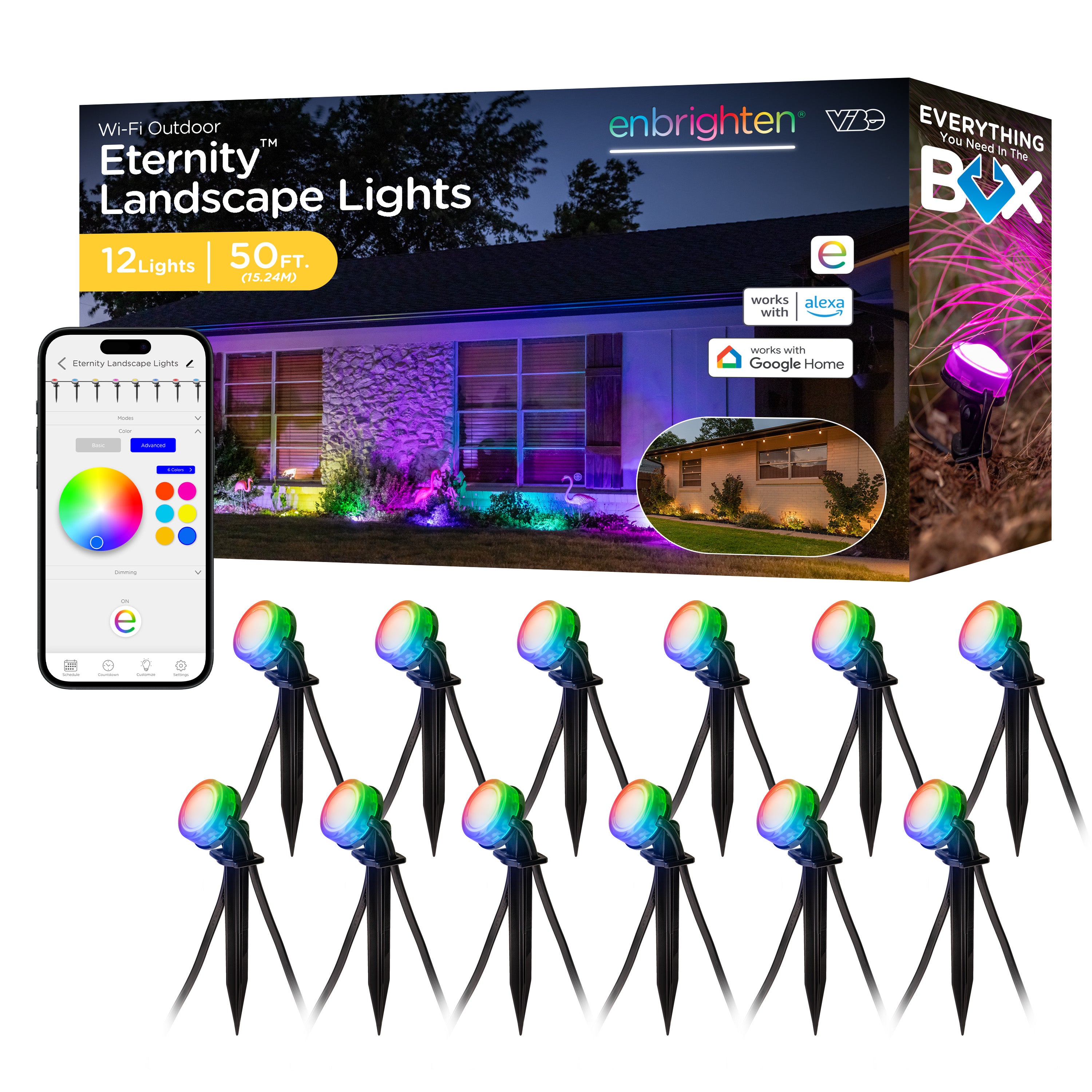 Enbrighten WiFi VIBE LED Eternity Landscape Lights, 12 Lights, 50ft.