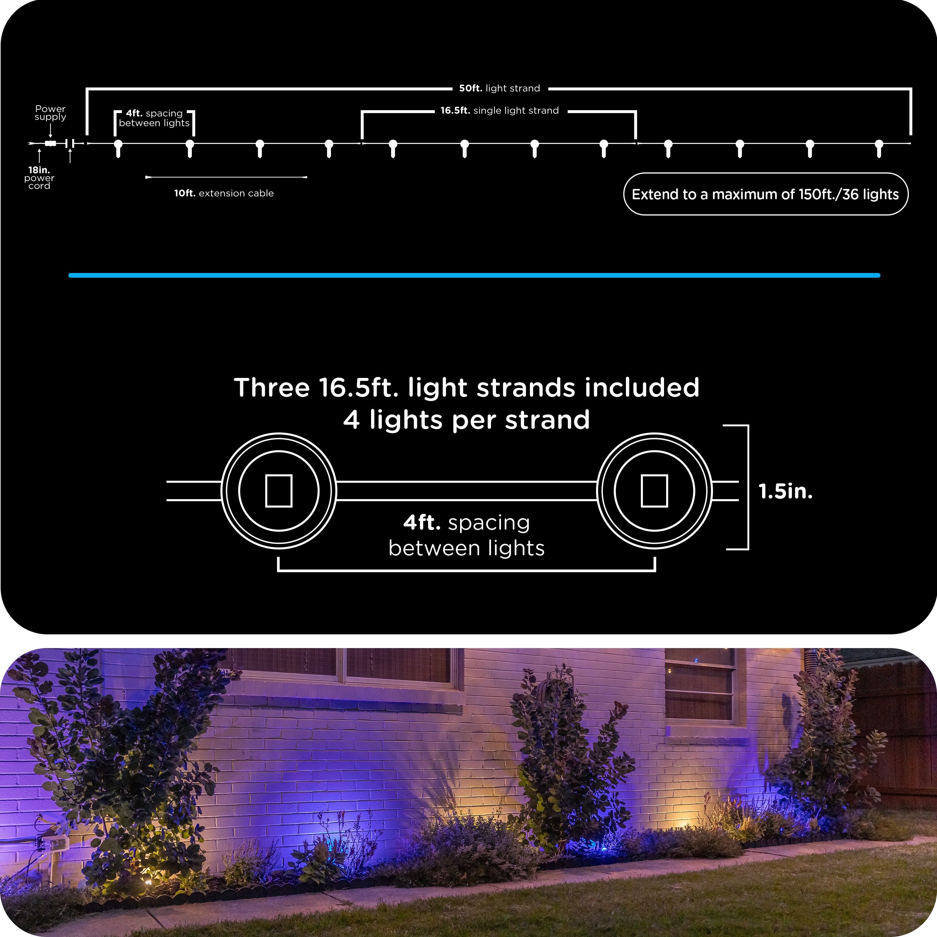 Enbrighten WiFi VIBE LED Eternity Landscape Lights, 12 Lights, 50ft.