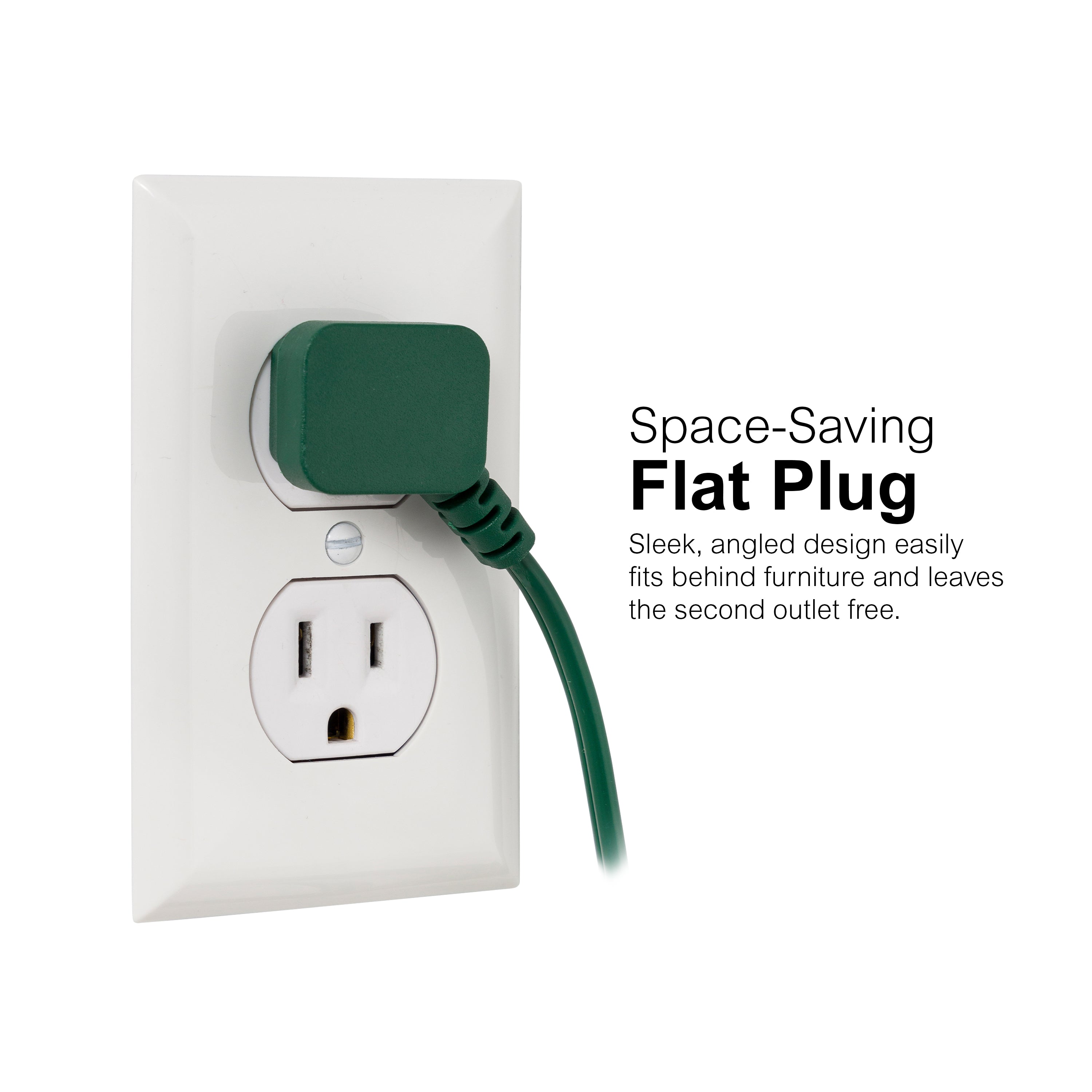 GE-branded UltraPro 3-Outlet Polarized Extension Cord, 15ft., Indoor, Green