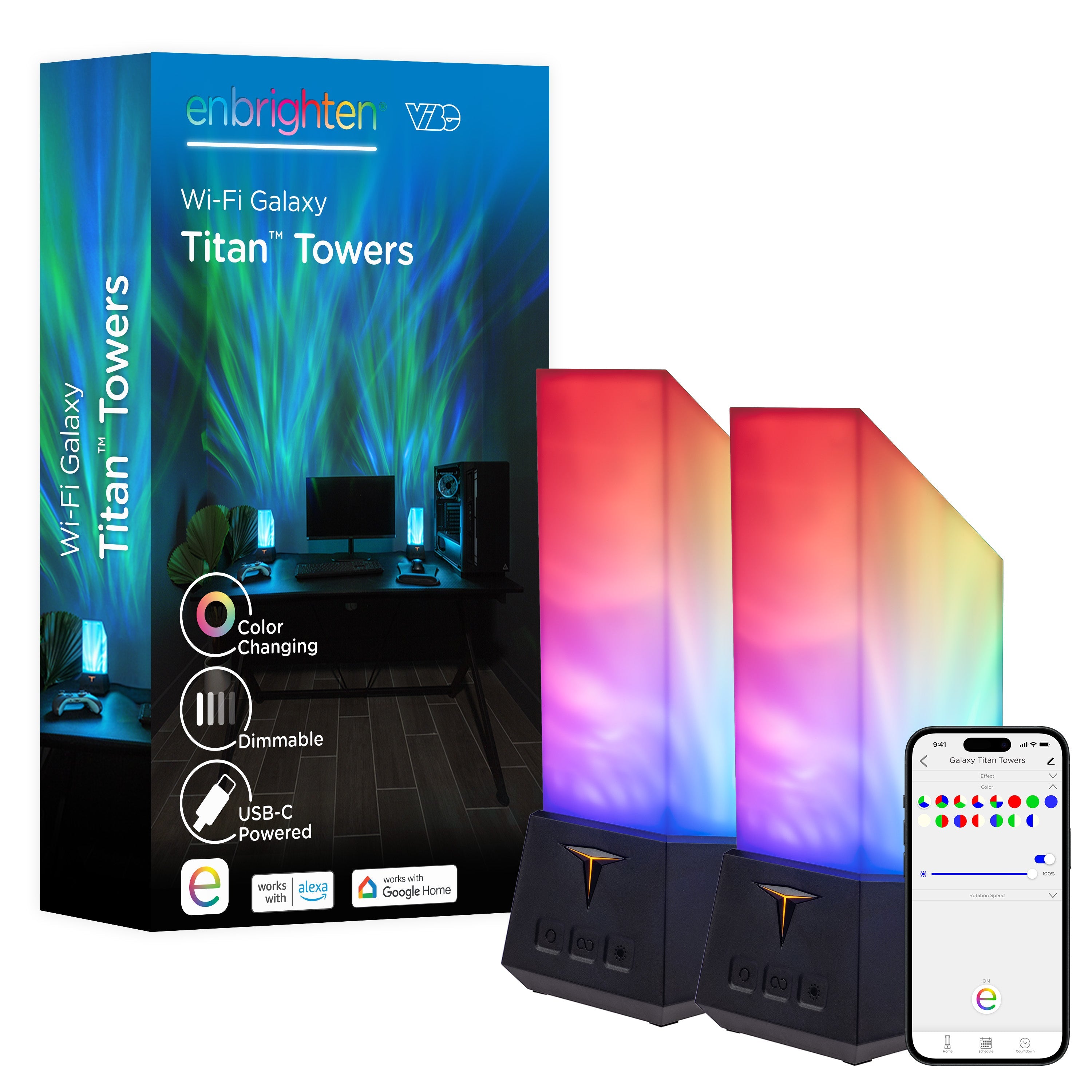 Enbrighten WiFi VIBE Galaxy Projector Titan Tower Night Lights