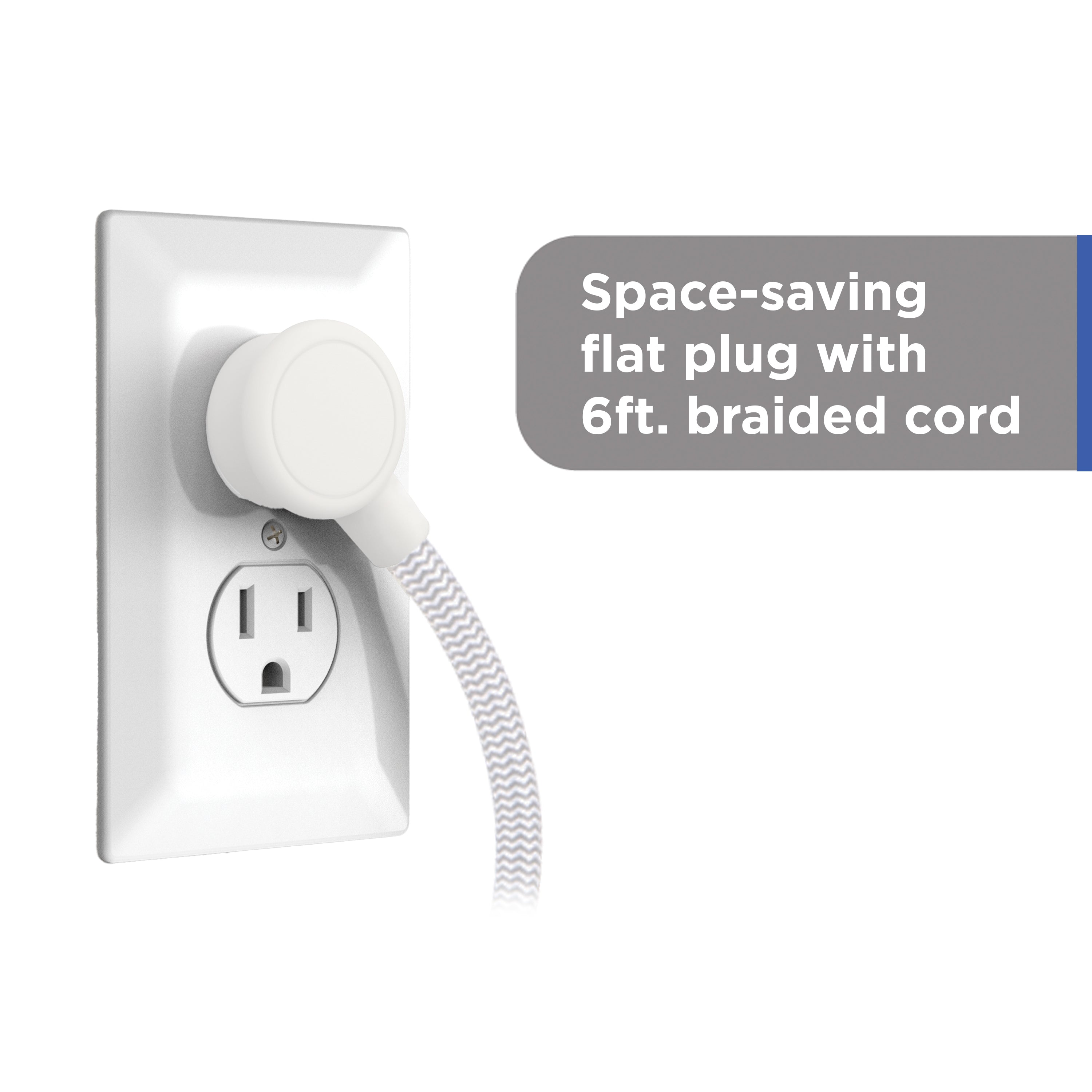 GE-branded Adapt UltraPro 8-Outlet Surge Protector, 2 USB-A, 1 USB-C, 1500 Joules, 6ft., White/Gray