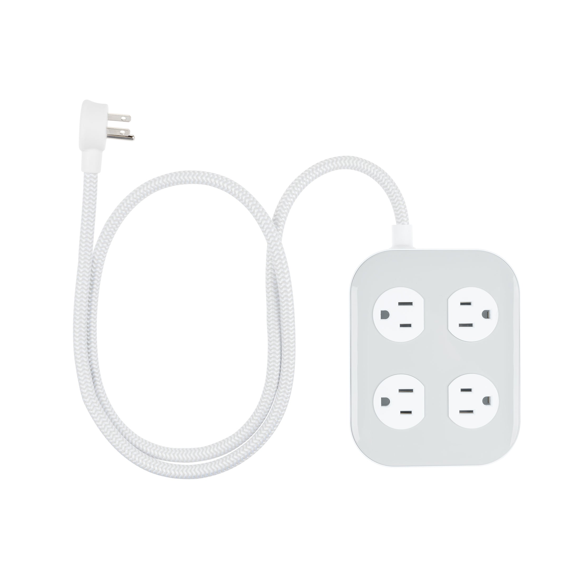 GE UltraPro 10-Outlet Surge Protector, 2100 Joules, 4ft Braided Extension Cord, Flat Plug, Gray/White