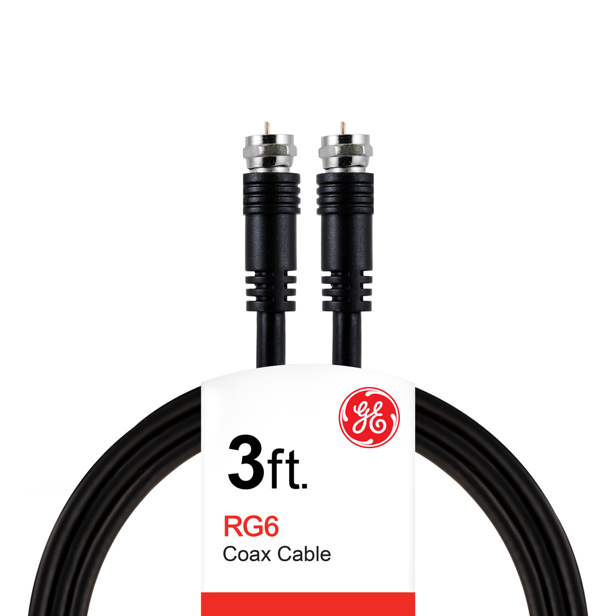 GE-branded RG6 Coax Cable, 3ft., Black