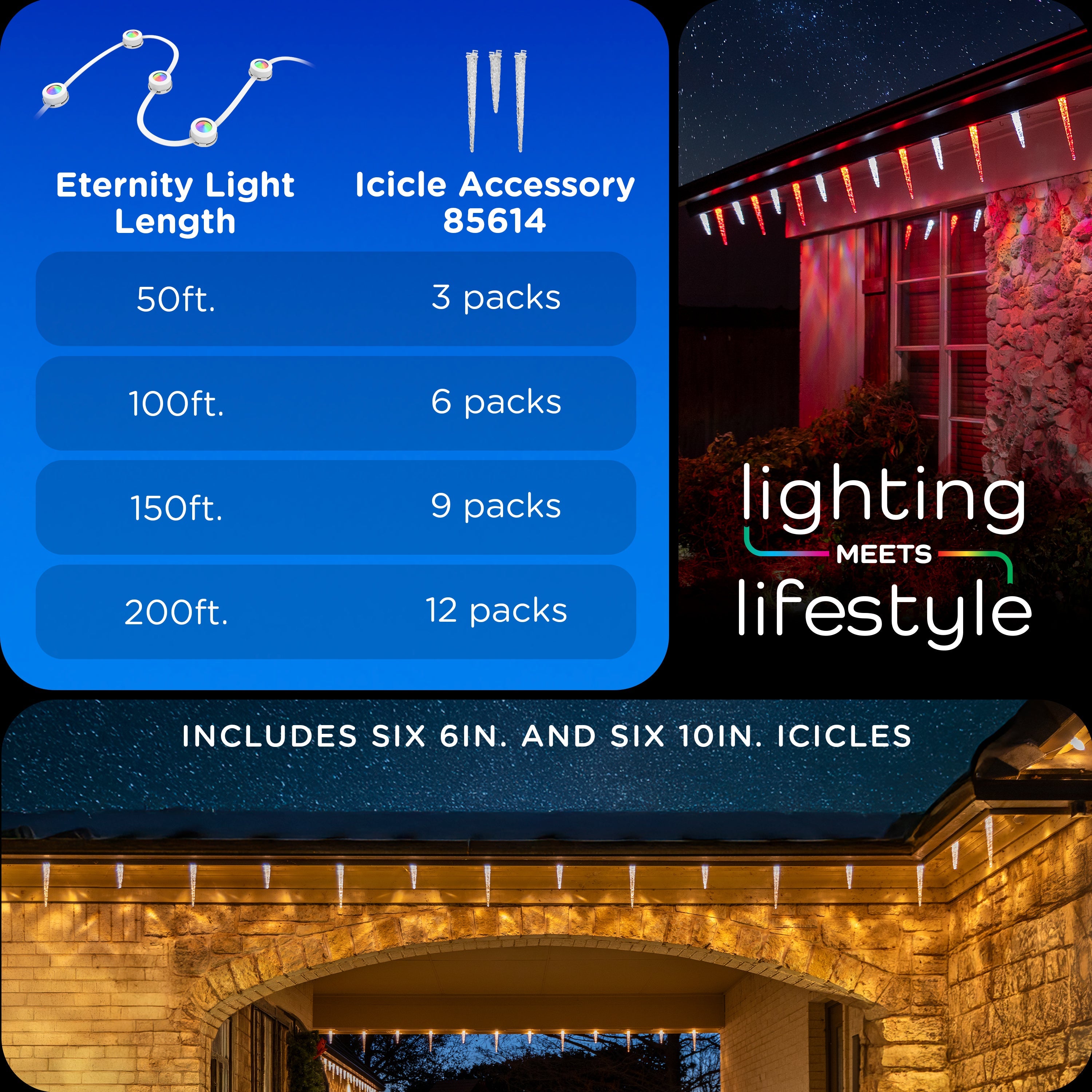 Enbrighten VIBE Eternity Lights Icicle Accessories, 12 Pack