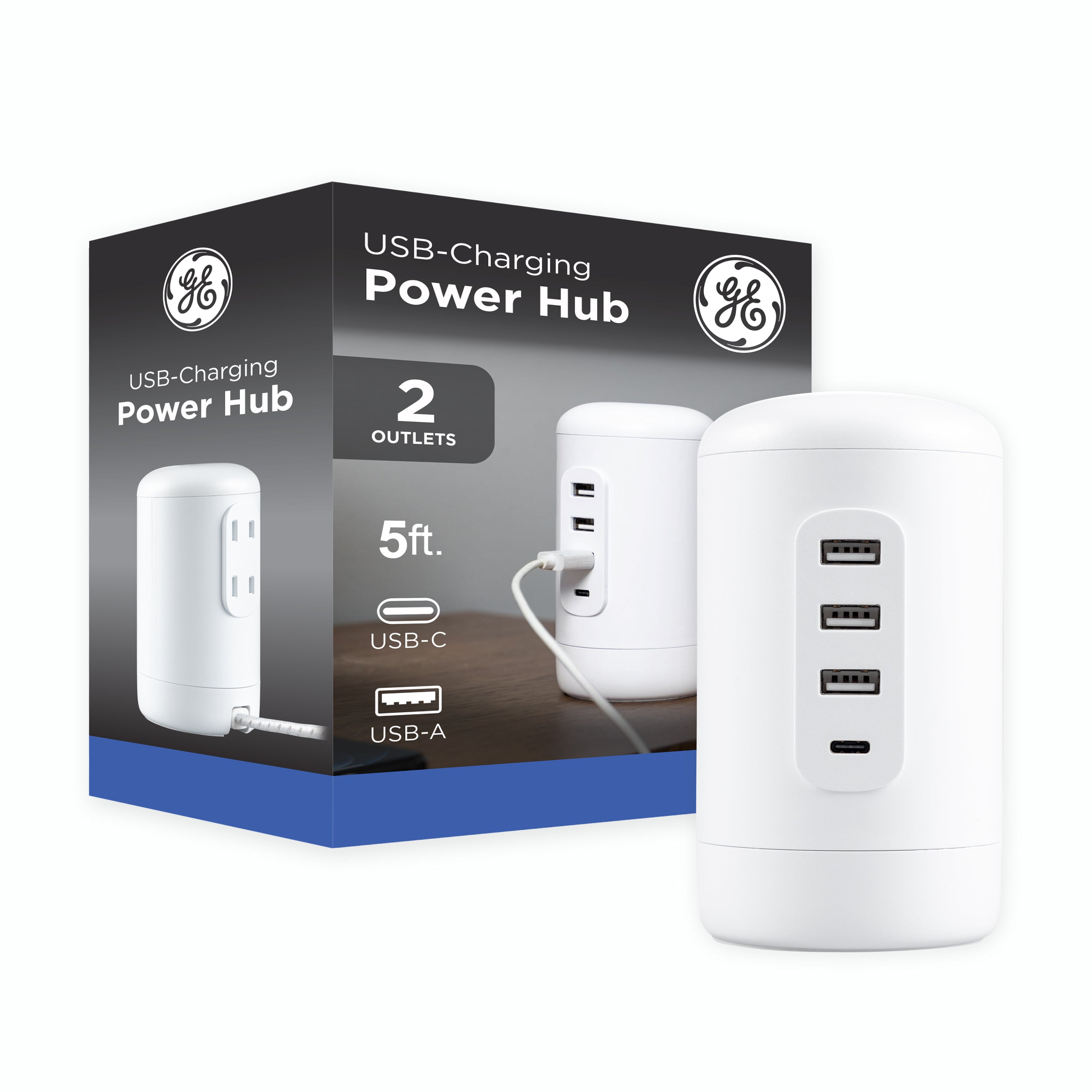 GE USB Desktop Charging Station, White