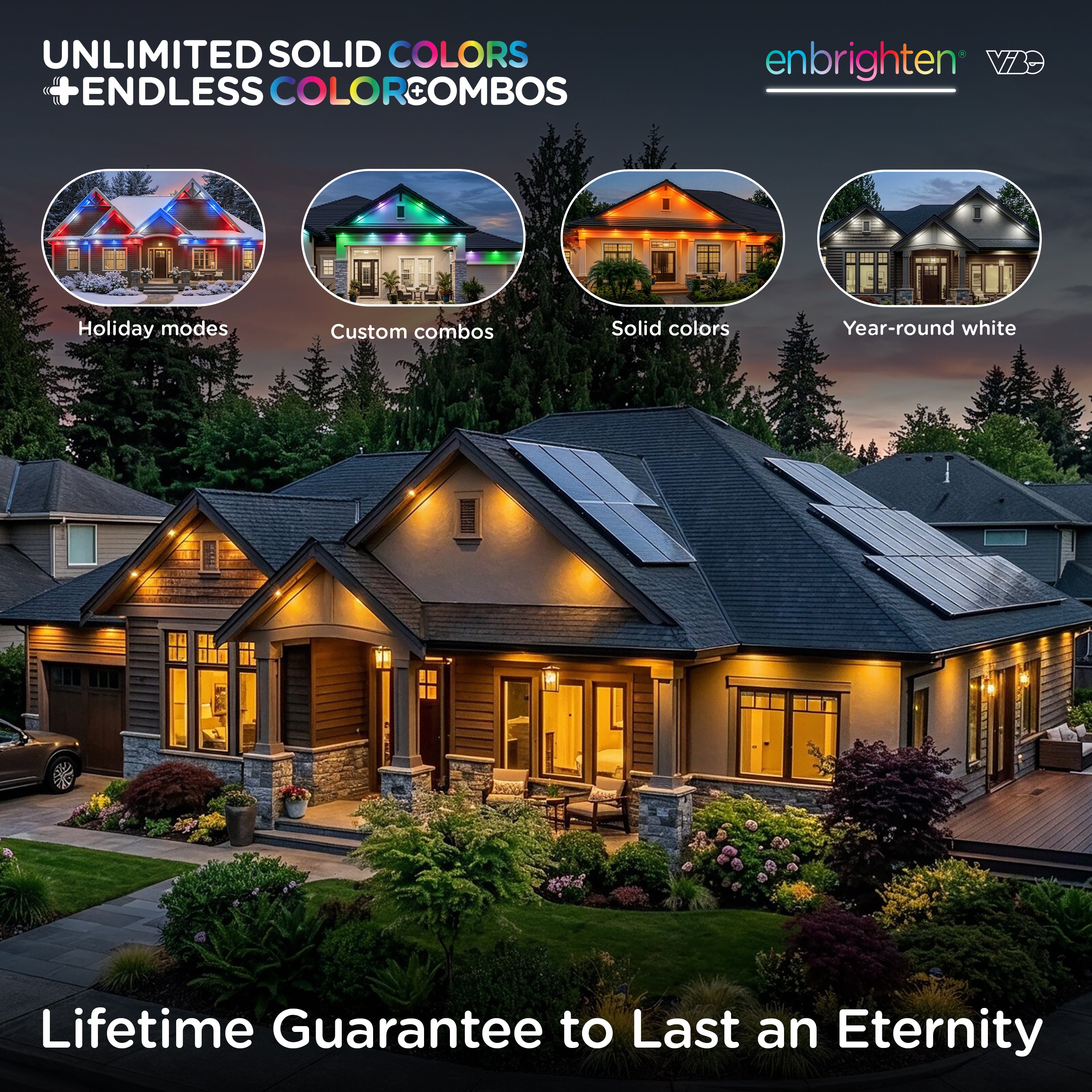 Enbrighten VIBE WiFi Color-Changing Permanent Outdoor Eternity Accent Lights, 12 Lights, 50ft. White Cord