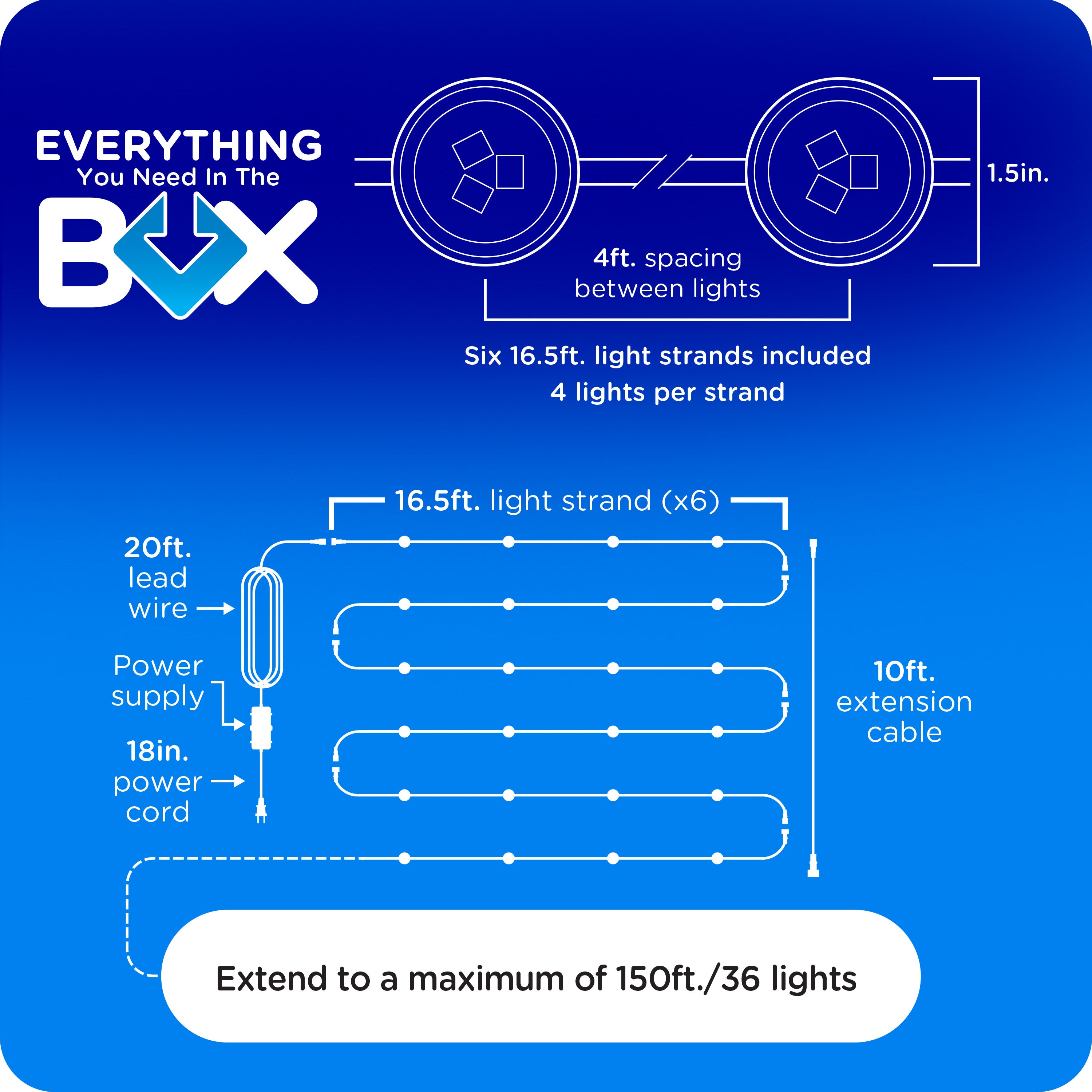 Enbrighten VIBE WiFi Color-Changing Permanent Outdoor Eternity Accent Lights, 24 Lights, 100ft. White Cord