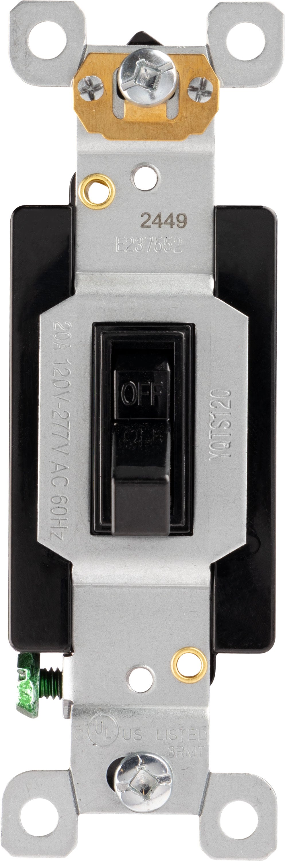 GE UltraPro Heavy-Duty Grounding Toggle Switch, Black