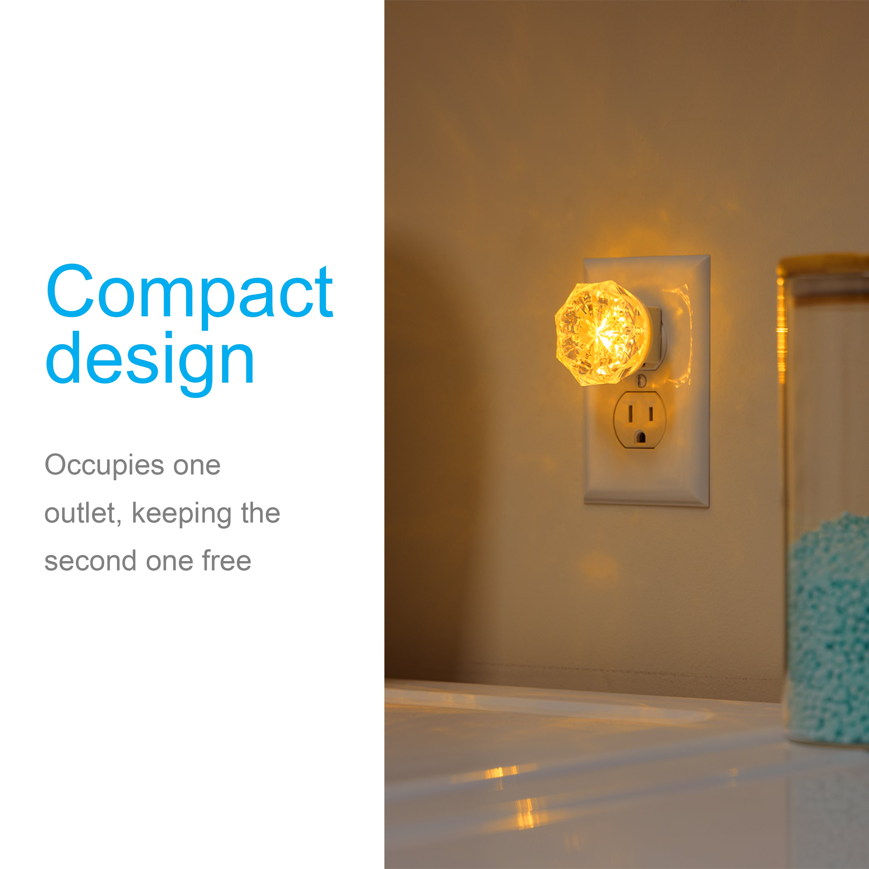 GE SleepLite Jewel Always On LED Night Light, Amber, 2 Pack