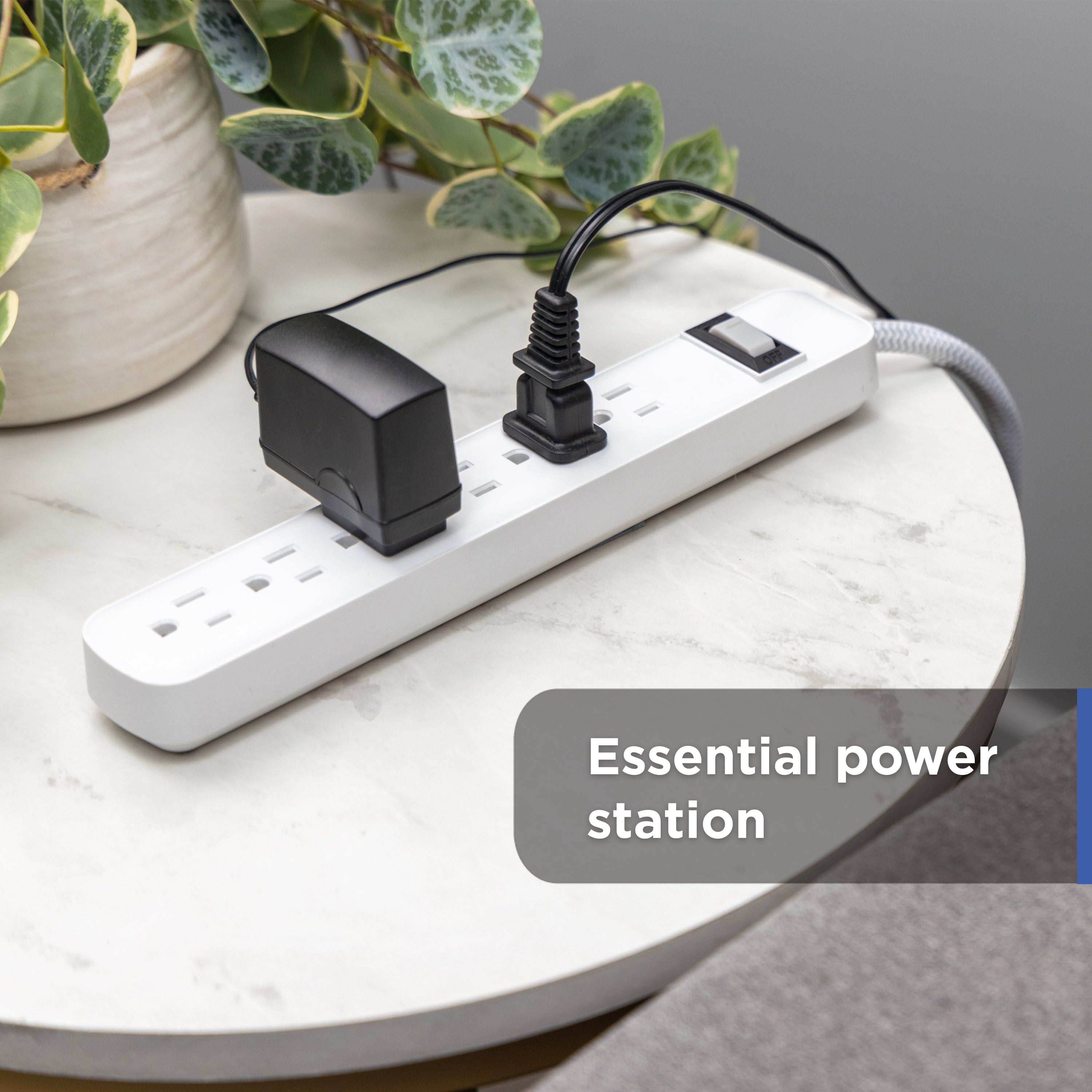 GE-branded 6-Outlet Surge Protector and 2-Outlet Surge Protector with 2 USB-C, 2ft and 245J, White, Combo Pack