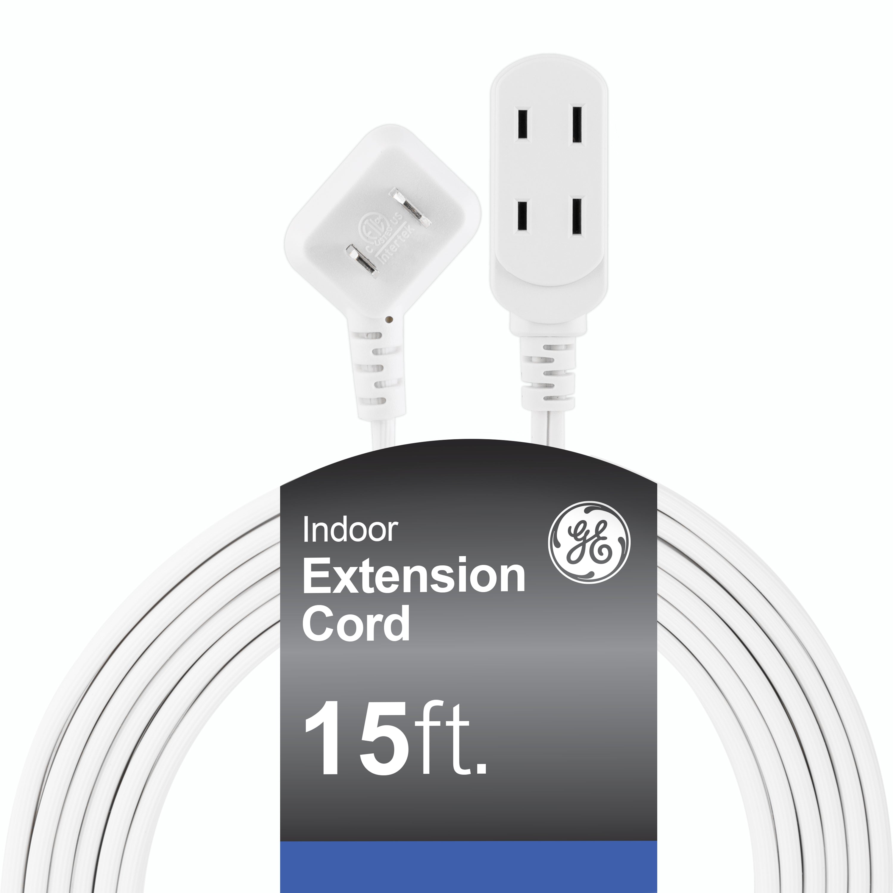 GE-branded UltraPro 3-Outlet Polarized Extension Cord, 15ft., Indoor, White