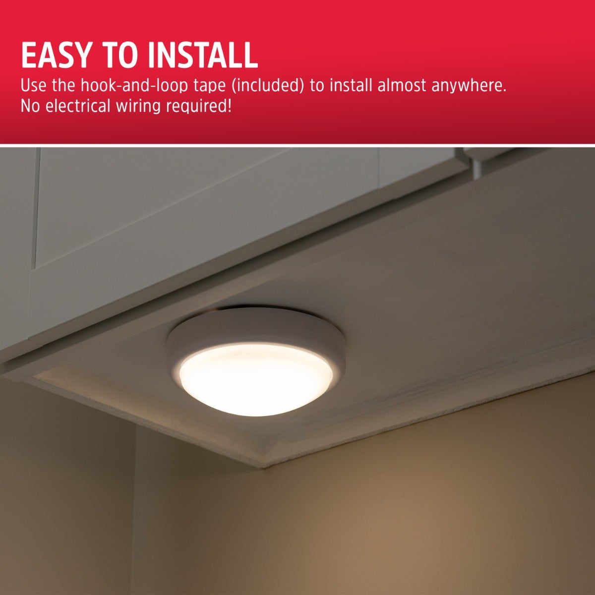 Energizer Battery Operated LED Tap Puck Light, White, 4 Pack