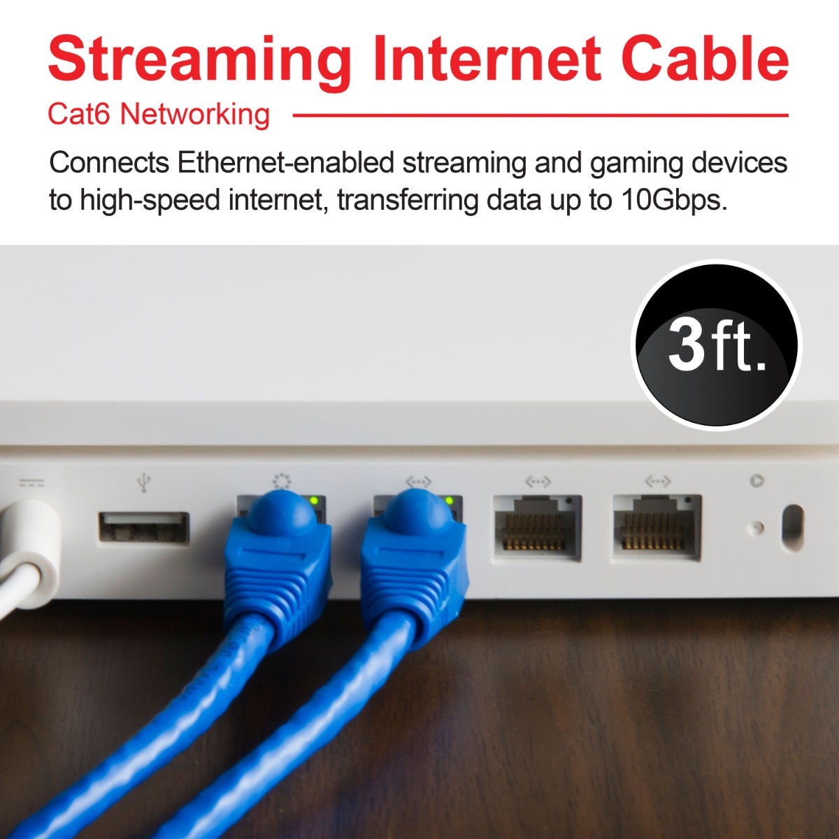 GE Pro 3ft. Cat6 Ethernet Cable, Blue