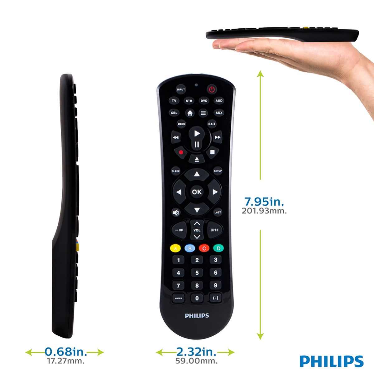 Philips 6-Device Universal Remote, Black