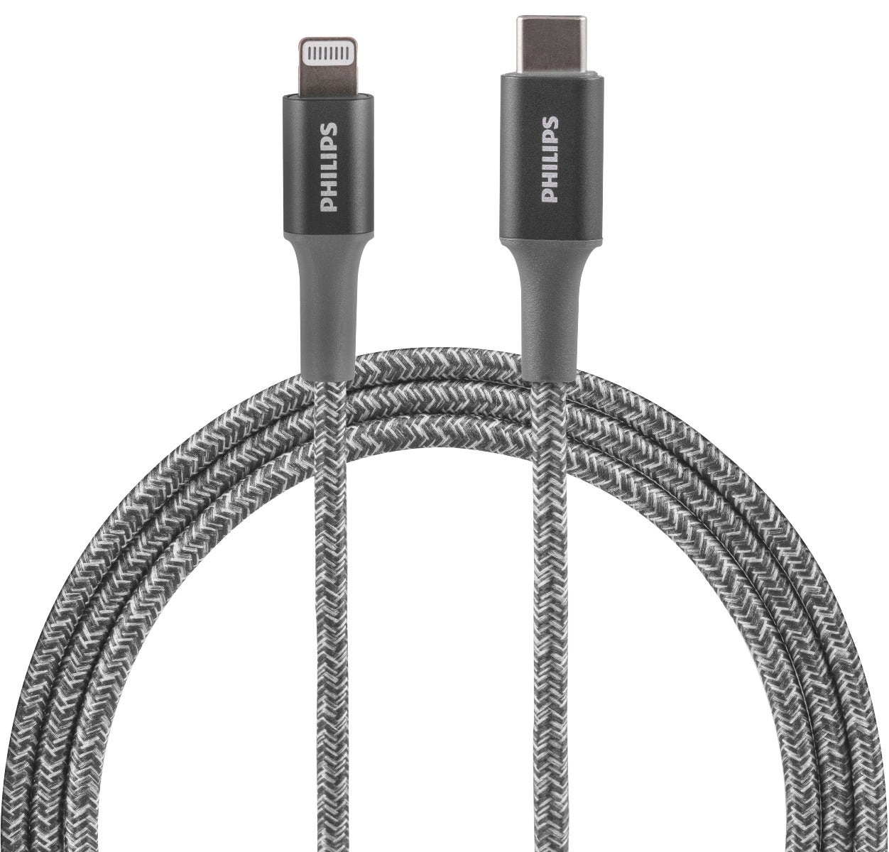 Philips 3ft. USB-C to Lightning Charging Cable with Braided Cord, Gray