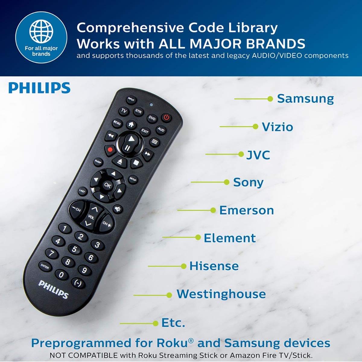 Philips 4-Device Universal Remote, Black