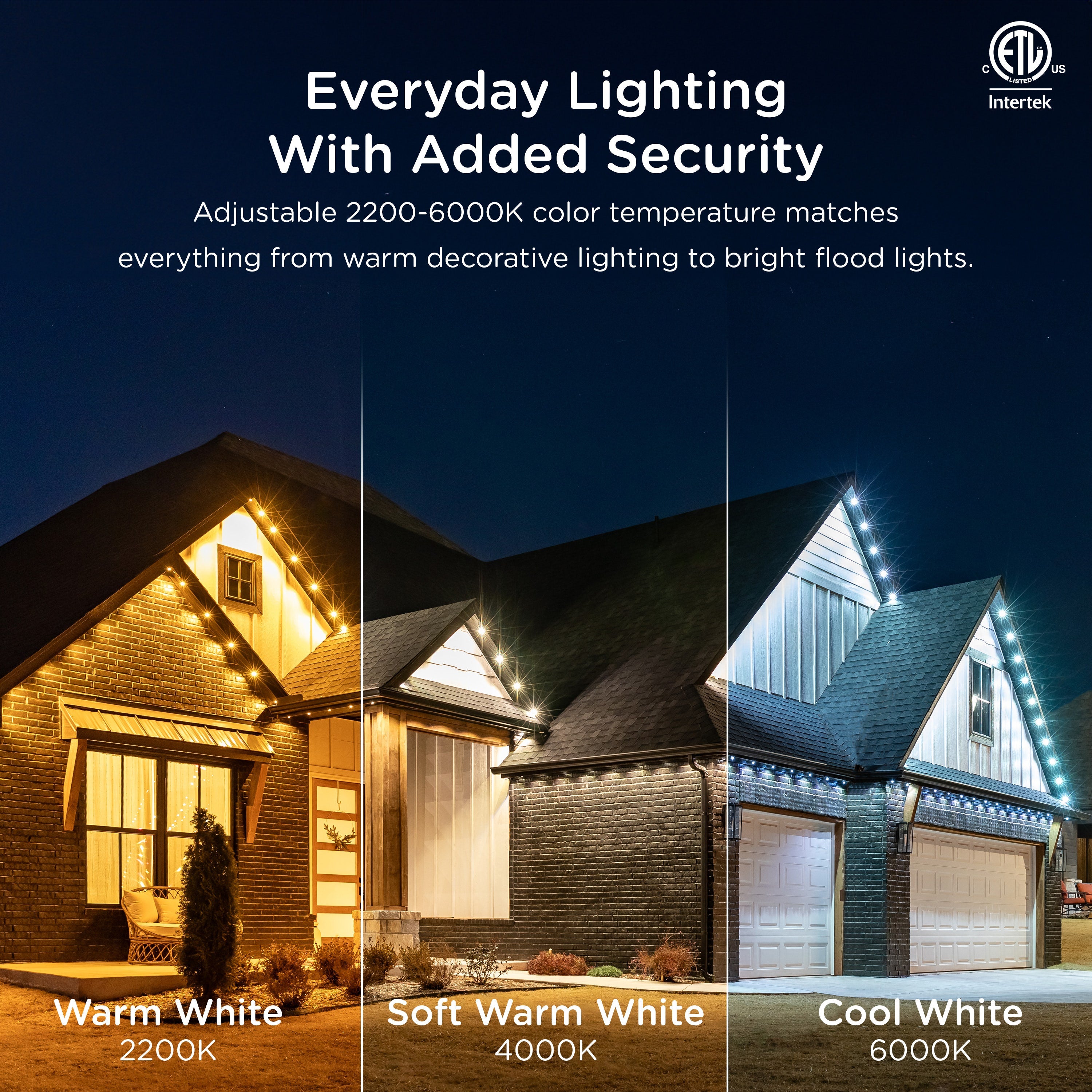 Enbrighten WiFi VIBE Color-Changing Permanent Outdoor Eternity Eave Lights, 108 Lights, 150ft. White