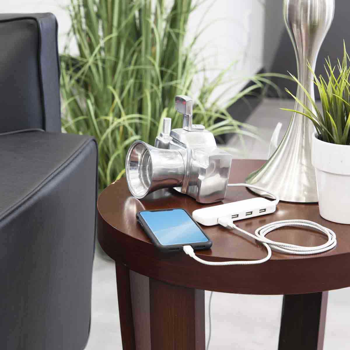 GE UltraPro 4-USB 6ft. Power Strip with Braided Cord, White