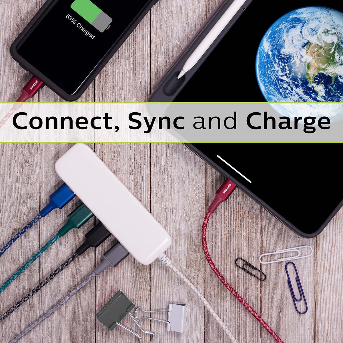 Philips 3ft. USB-A to USB-C Cable Braided Charging Cable, Black