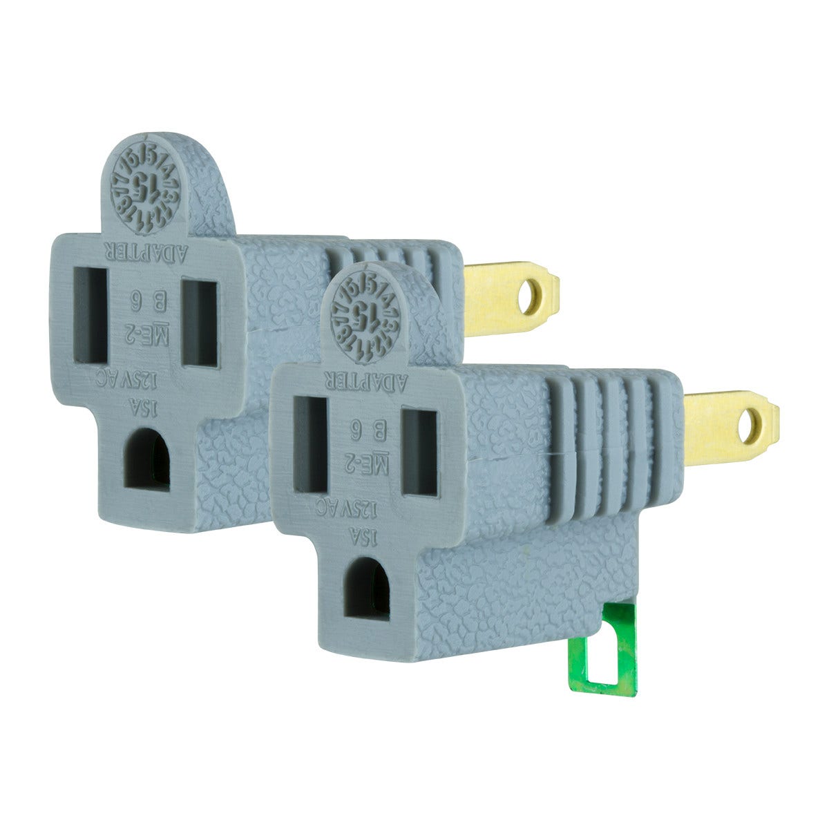 GE Polarized Grounded Adapter, 2 Pack, Gray