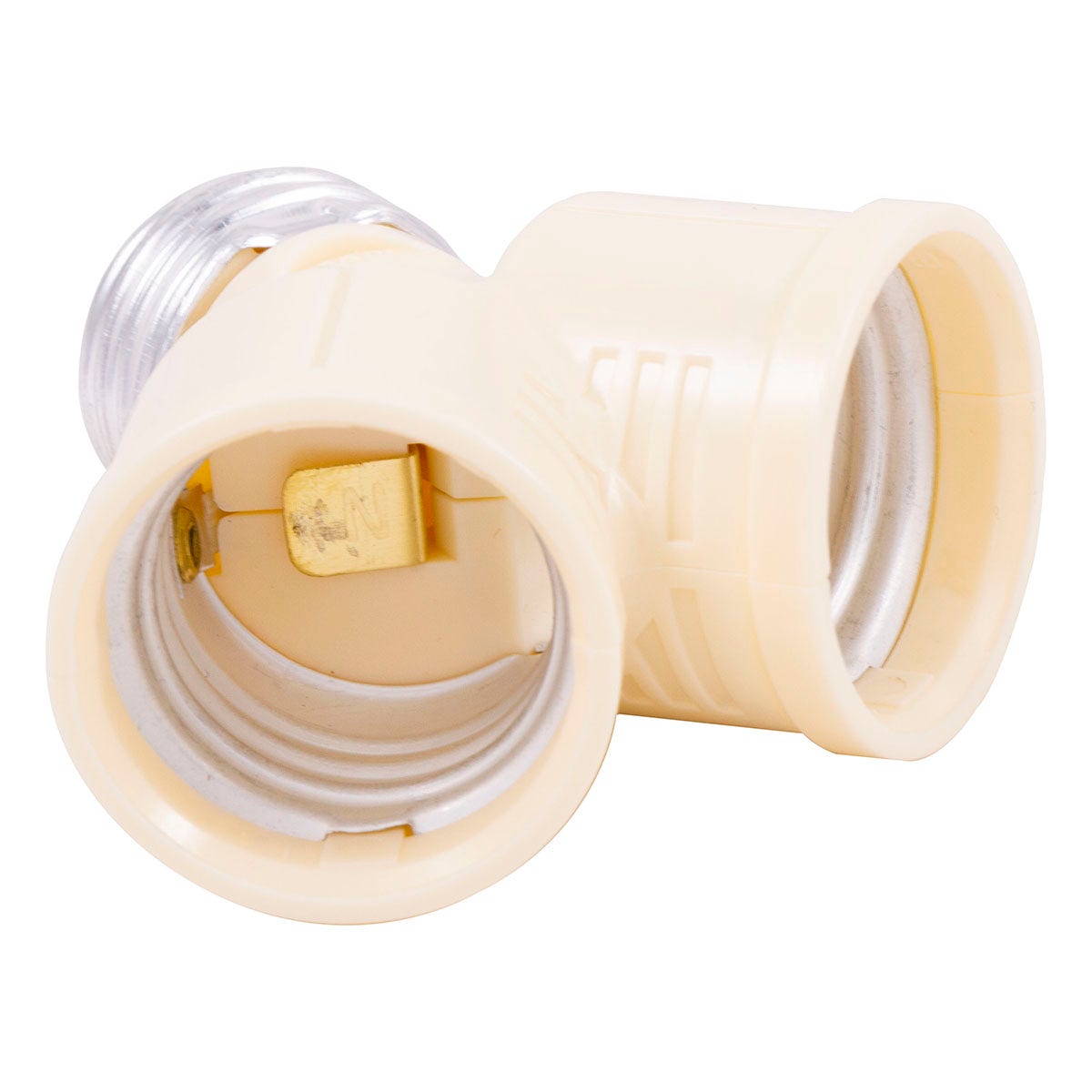 Power Gear Twin Light Socket Adapter, Ivory