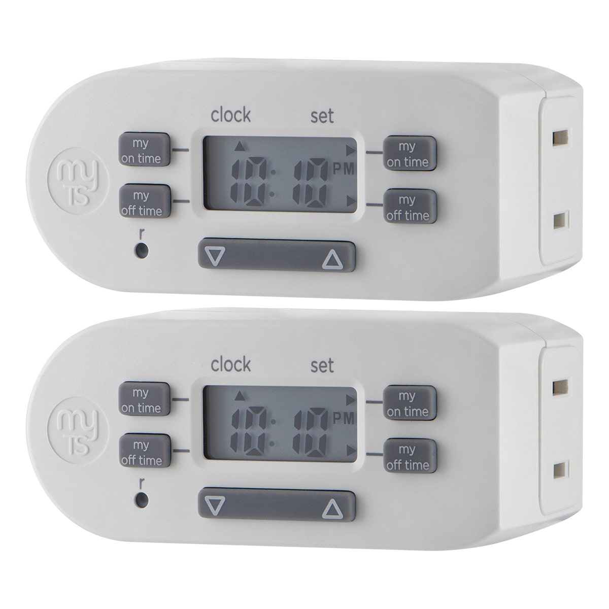 myTouchSmart Indoor Plug-In Simple Set Digital Bar Timer, 2 Pack, White