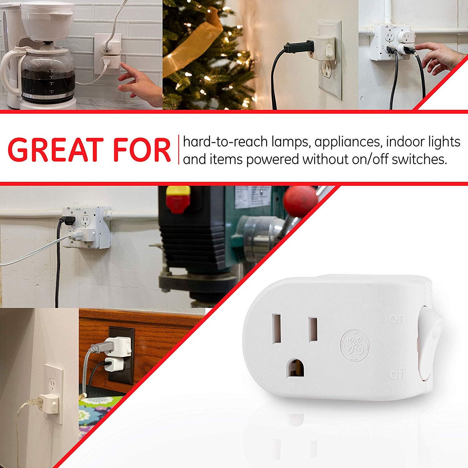 GE UltraPro Plug-In On/Off Power Switch, White