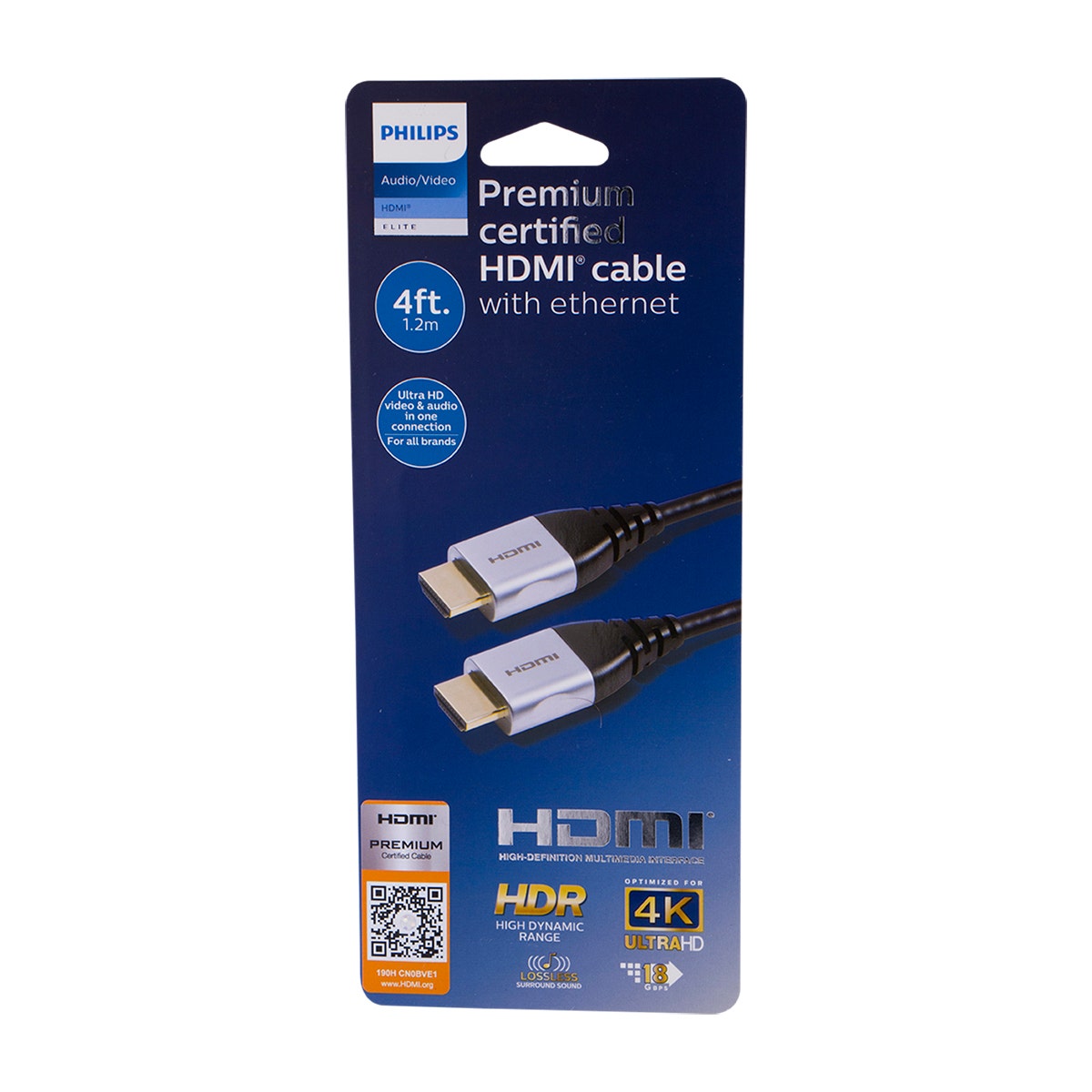 Philips 4 ft. HDMI Cable with Ethernet, Black