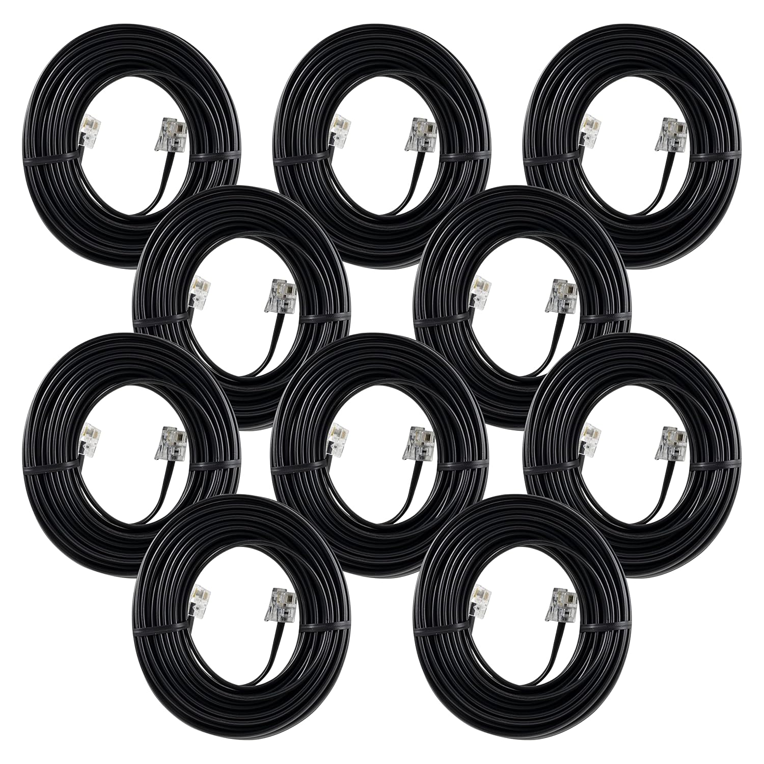 Power Gear Telephone Line Cord, 10 Pack, 25 Feet