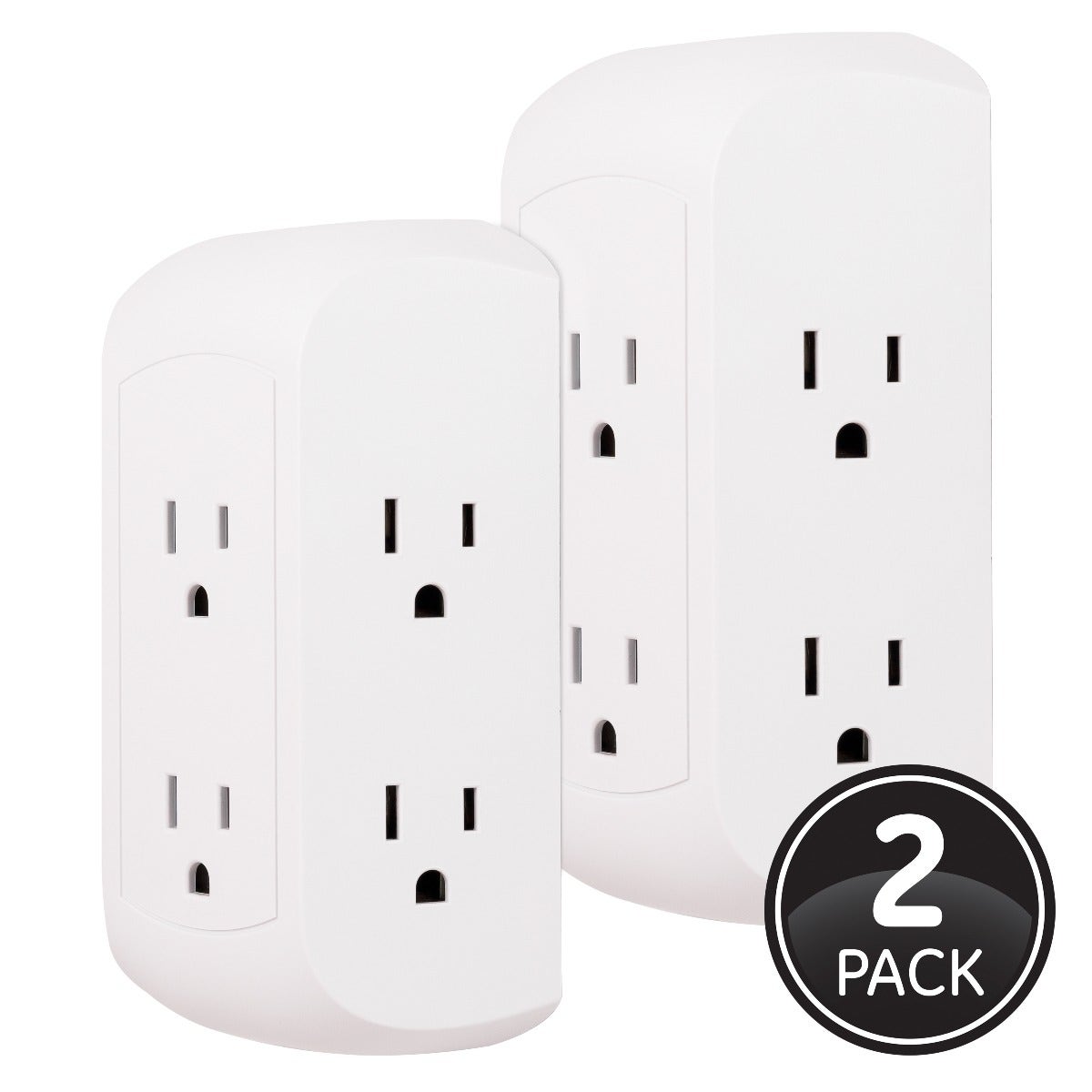 GE UltraPro 6-Outlet Wall Tap with Surge Protection, 2 Pack, White