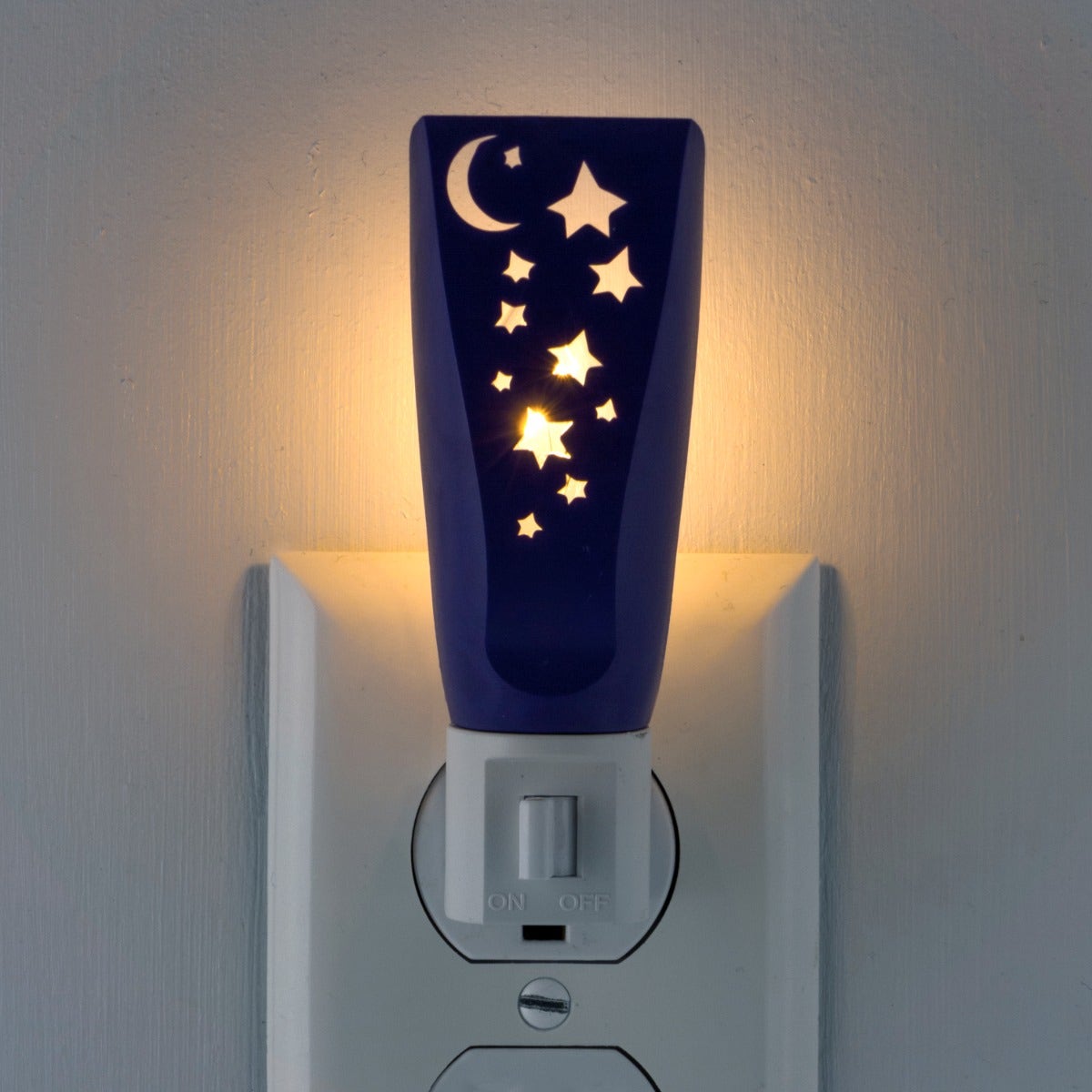 Lights by Night Moon and Stars Manual On/Off LED Night Light, Blue