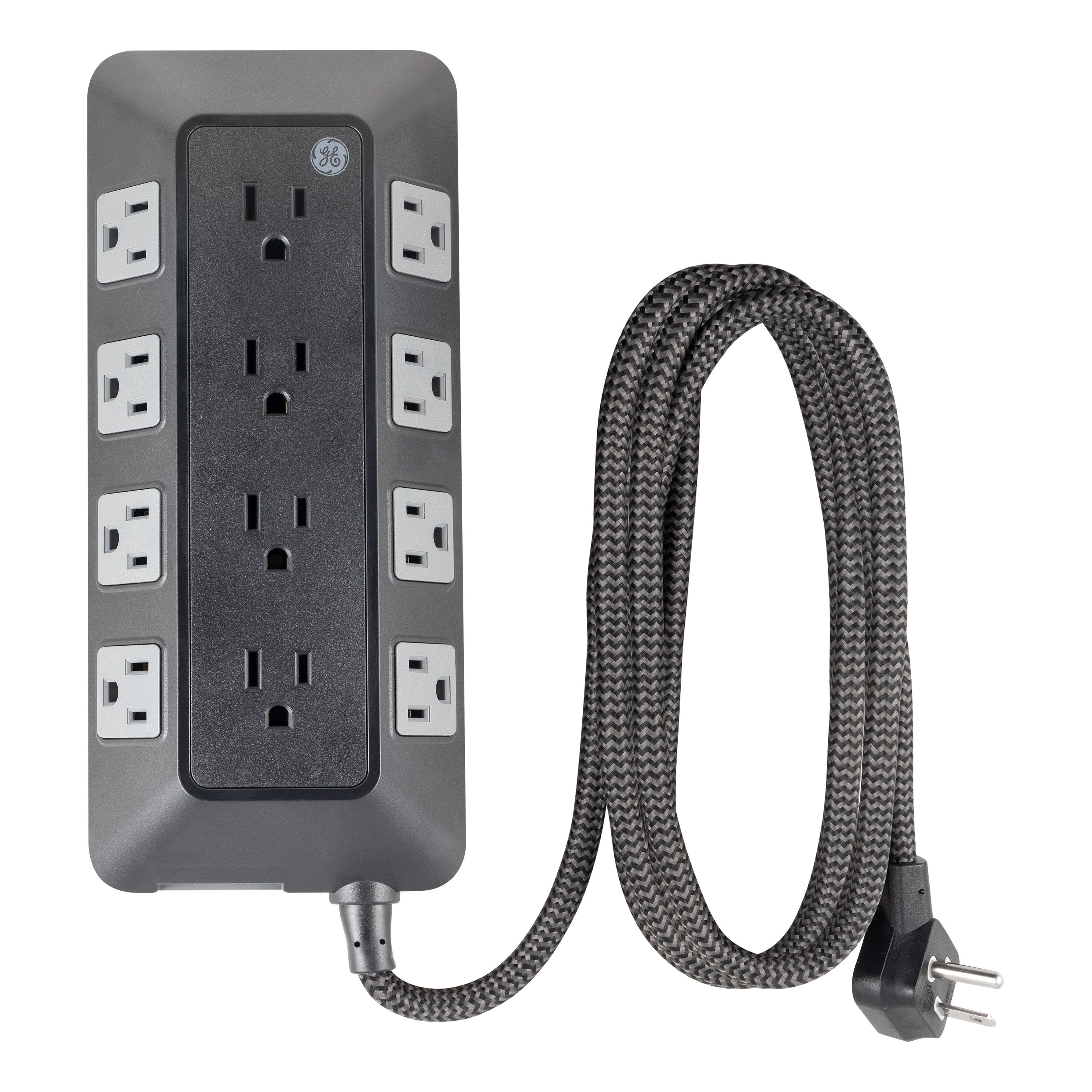 GE 12-Outlet 6ft. Surge Protector with Adapter-Spaced Outlets, Black