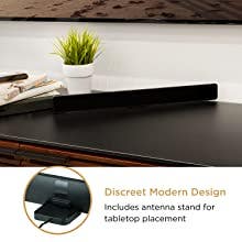 UltraPro HD Amplified Antenna with PureAmp™ Technology and 1 Outlet and 1 USB-A Wall Tap with Surge Protection, Black