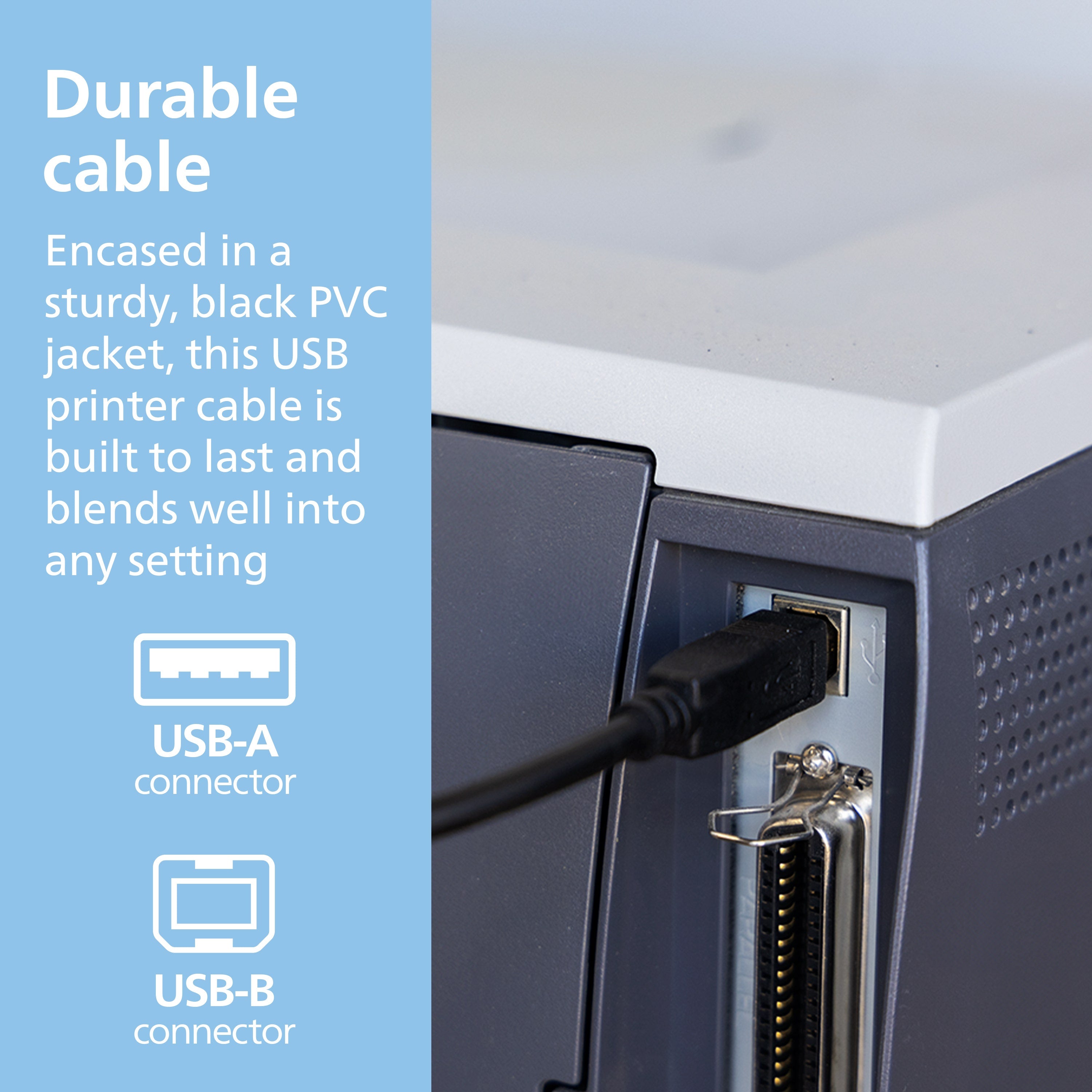 Philips 11ft. USB-A to USB-B Device Cable, Black