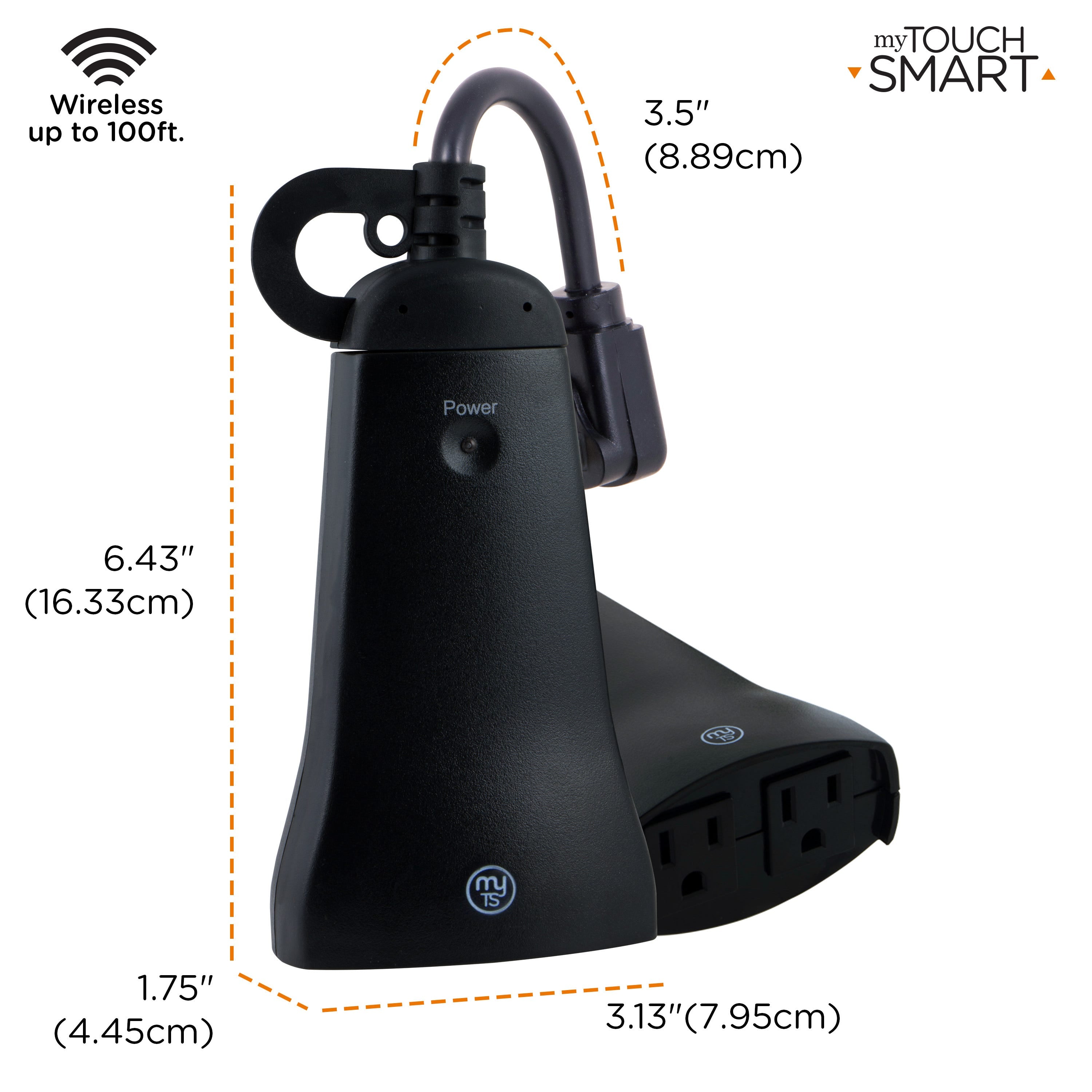 myTouchSmart Indoor/Outdoor Plug-In Simple Set Wireless Timer System, Black/White